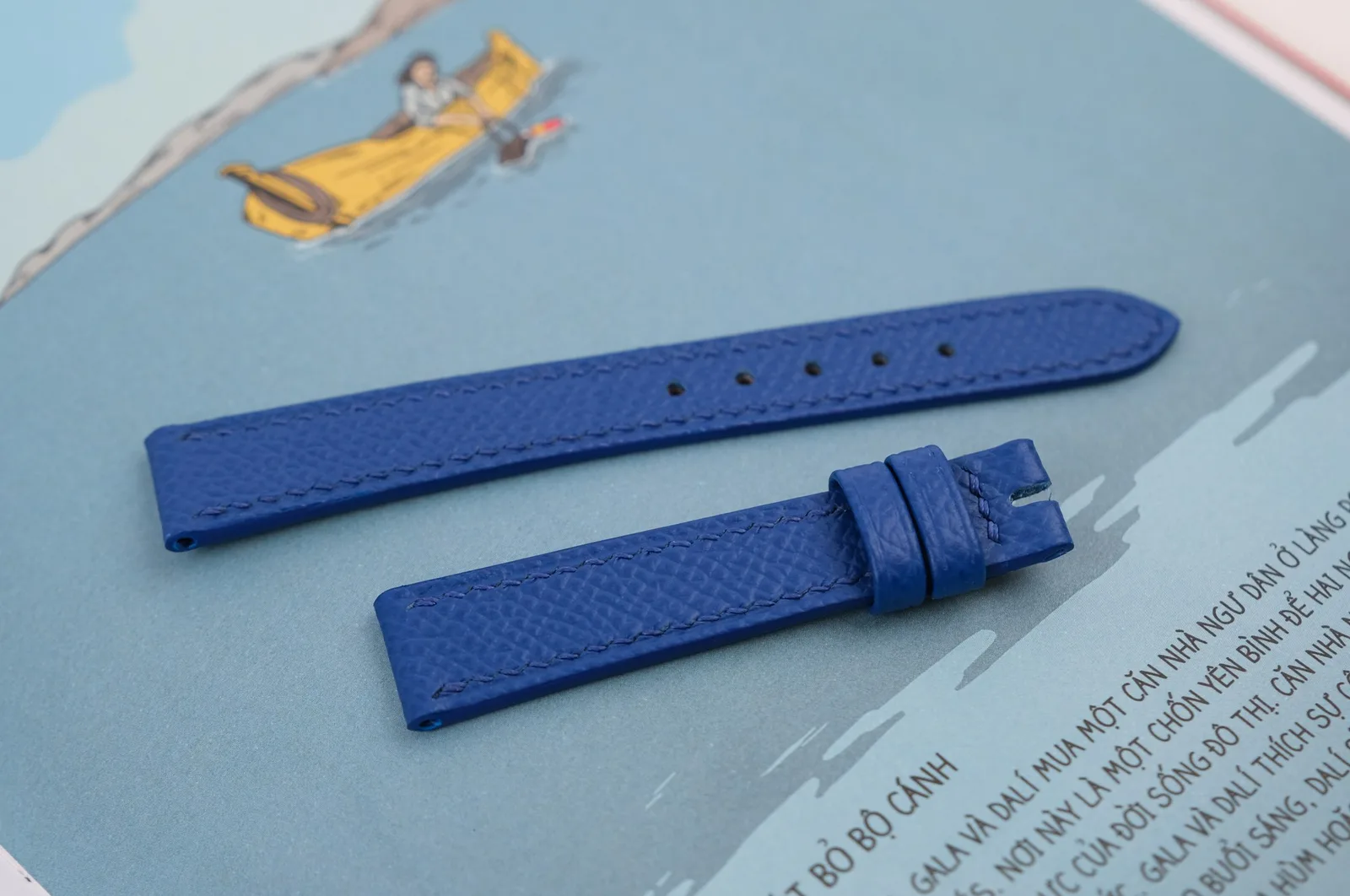 Ảnh Studio Dây đồng hồ da Epsom màu xanh dương cho Tissot - Koi Leather