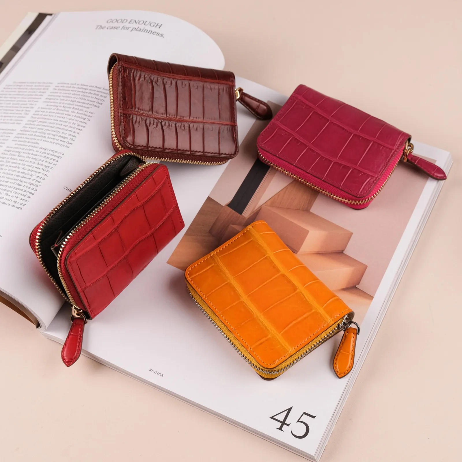 Ảnh Studio Ví zip mini da cá sấu nhiều màu dáng kéo khóa - Koi Leather