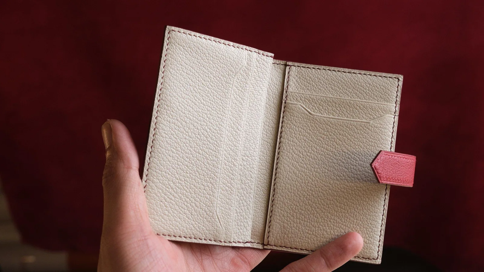 Card Holder Ví Đựng Thẻ - Da Dê Alran - Red - Hình 4