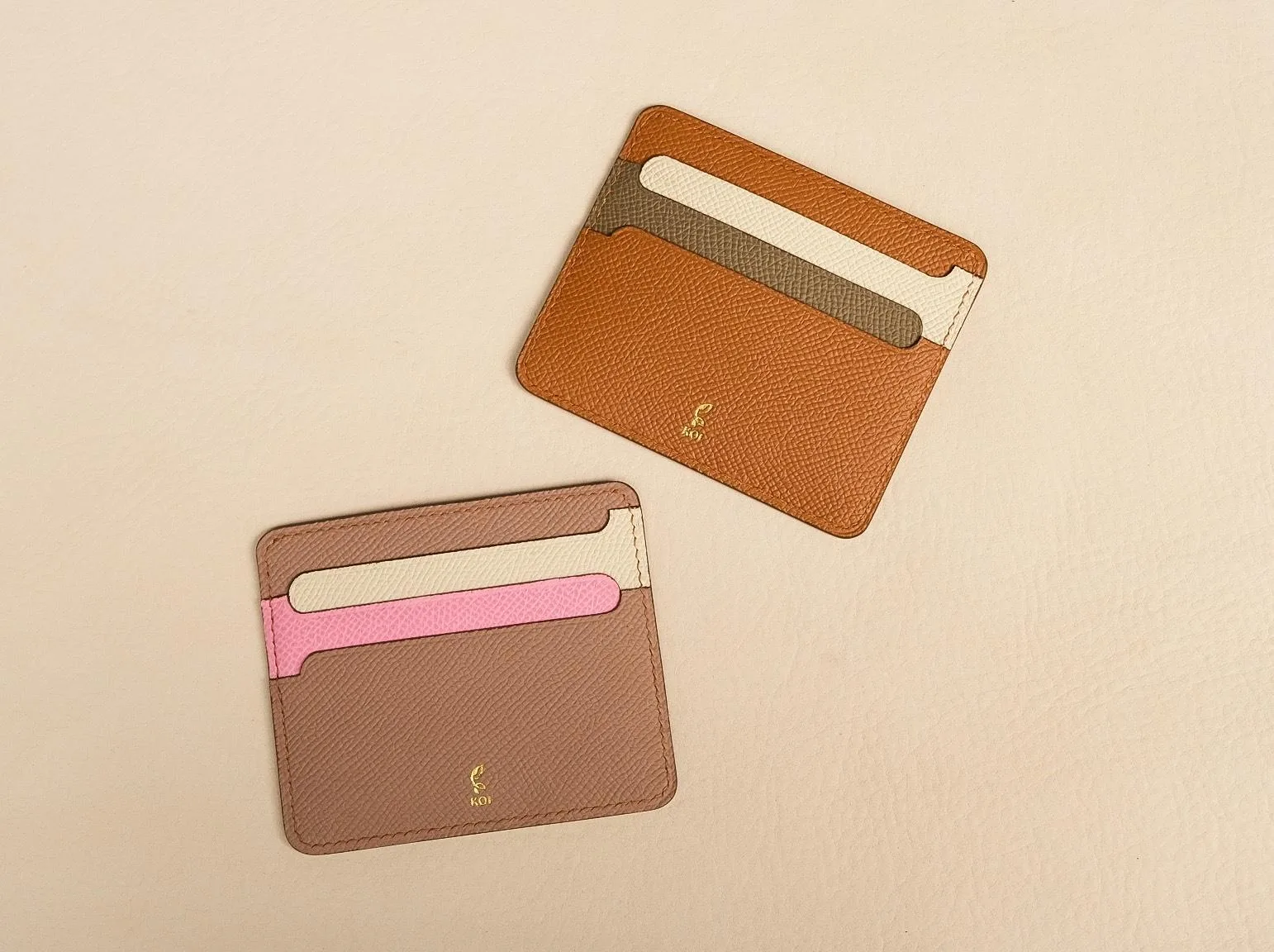 Card Holder Ví Đựng Thẻ - Da Epsom - Brown, Pink - Hình 3