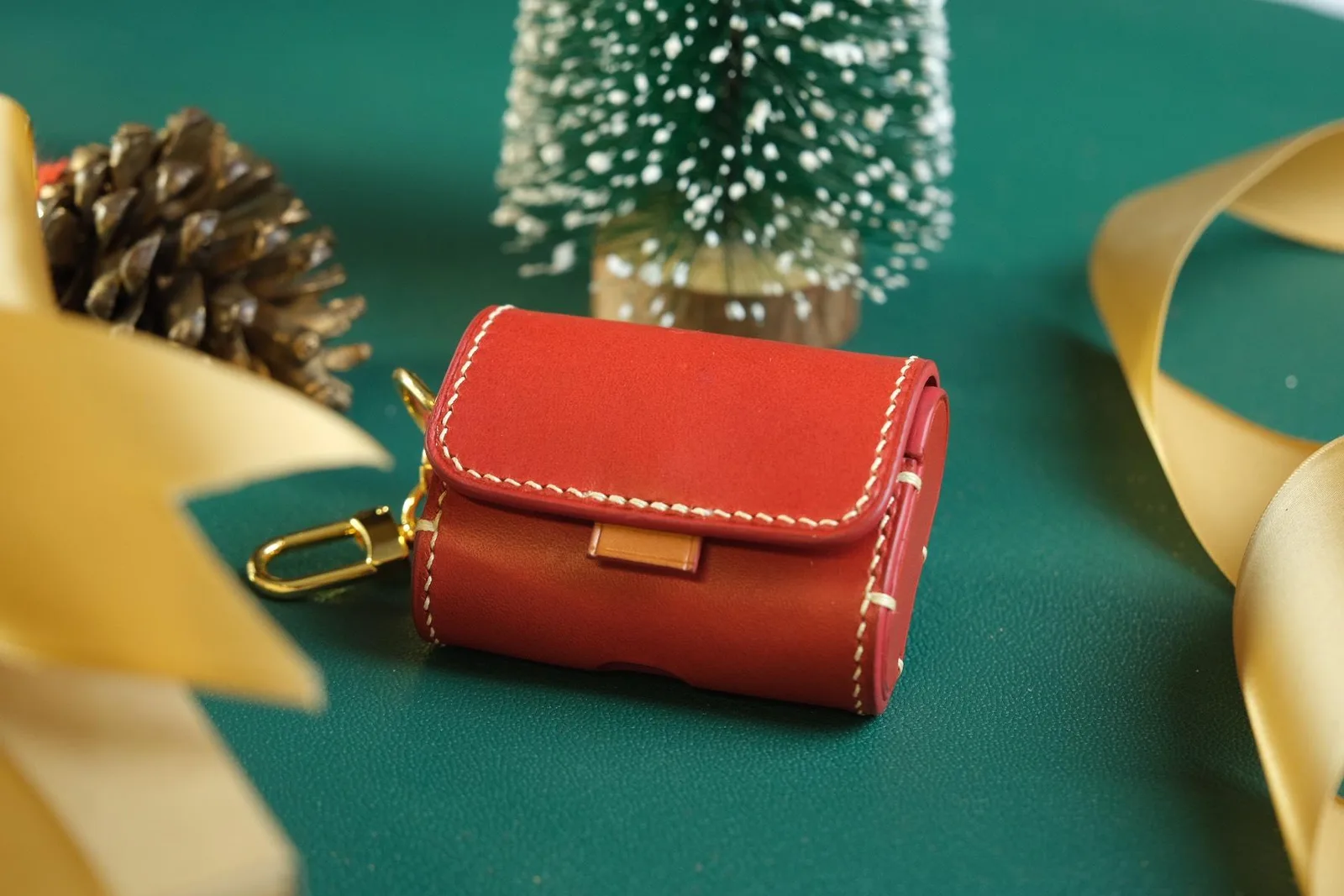 Airpod Cover - Da Buttero - SaddleBrown, Red, Peru, Green - Hình 2
