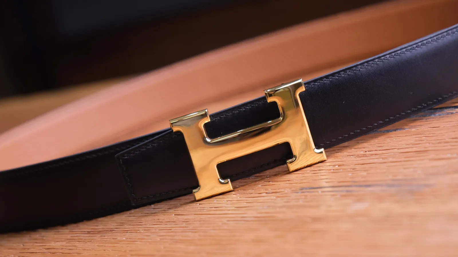 Ảnh Studio Dây lưng da Box Calf phối Togo bản 35mm - Koi Leather