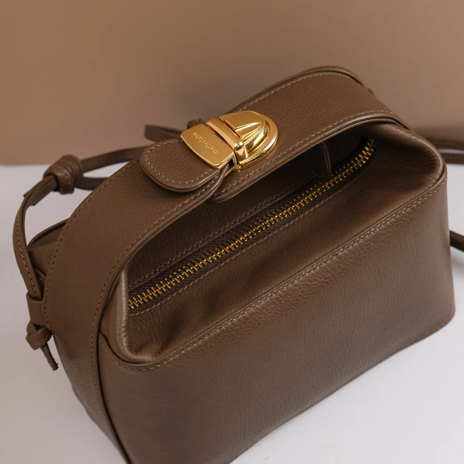 Ảnh Studio Túi xách da Swift màu Etoupe dáng hộp quai cài - Koi Leather