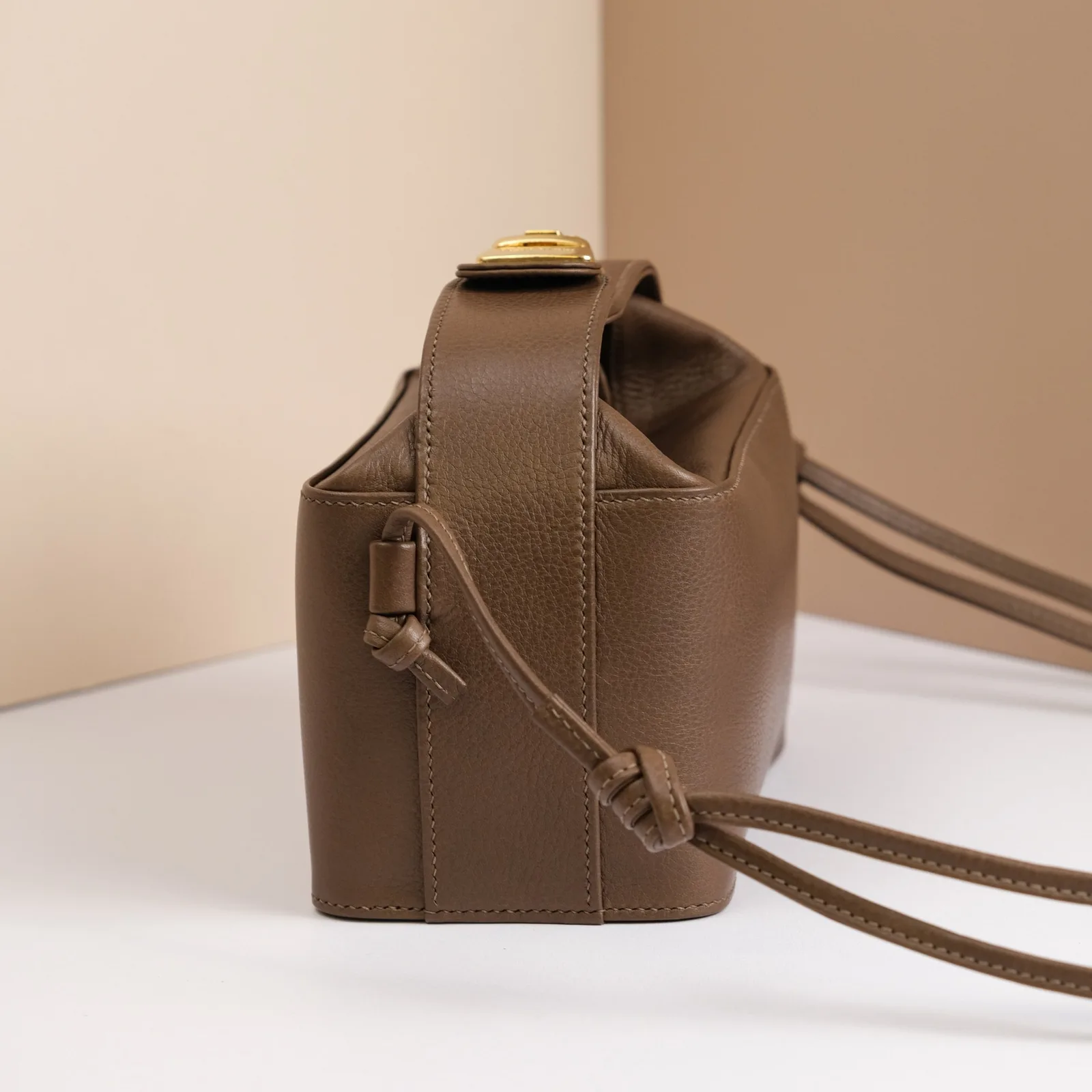 Ảnh Studio Túi xách da Swift màu Etoupe dáng hộp quai cài - Koi Leather