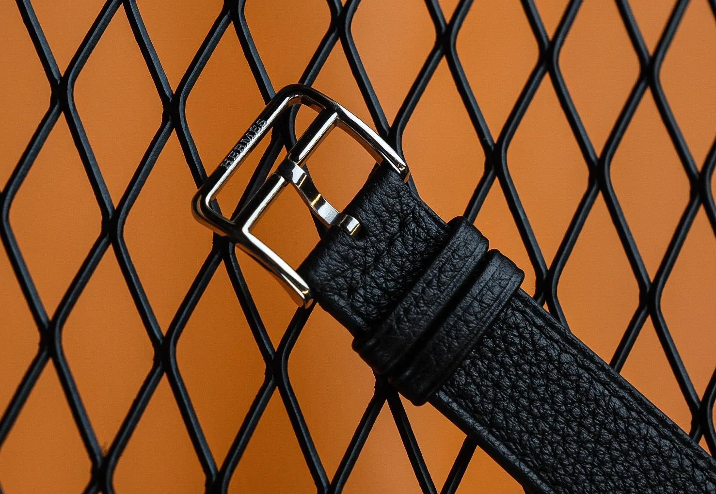 Dây Da Đồng Hồ - Da Togo - Black - Hình 4