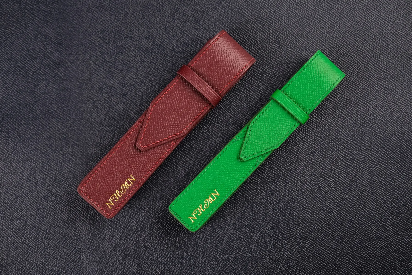 Ảnh Studio Bao da đựng bút đơn da Epsom nắp gài - Koi Leather