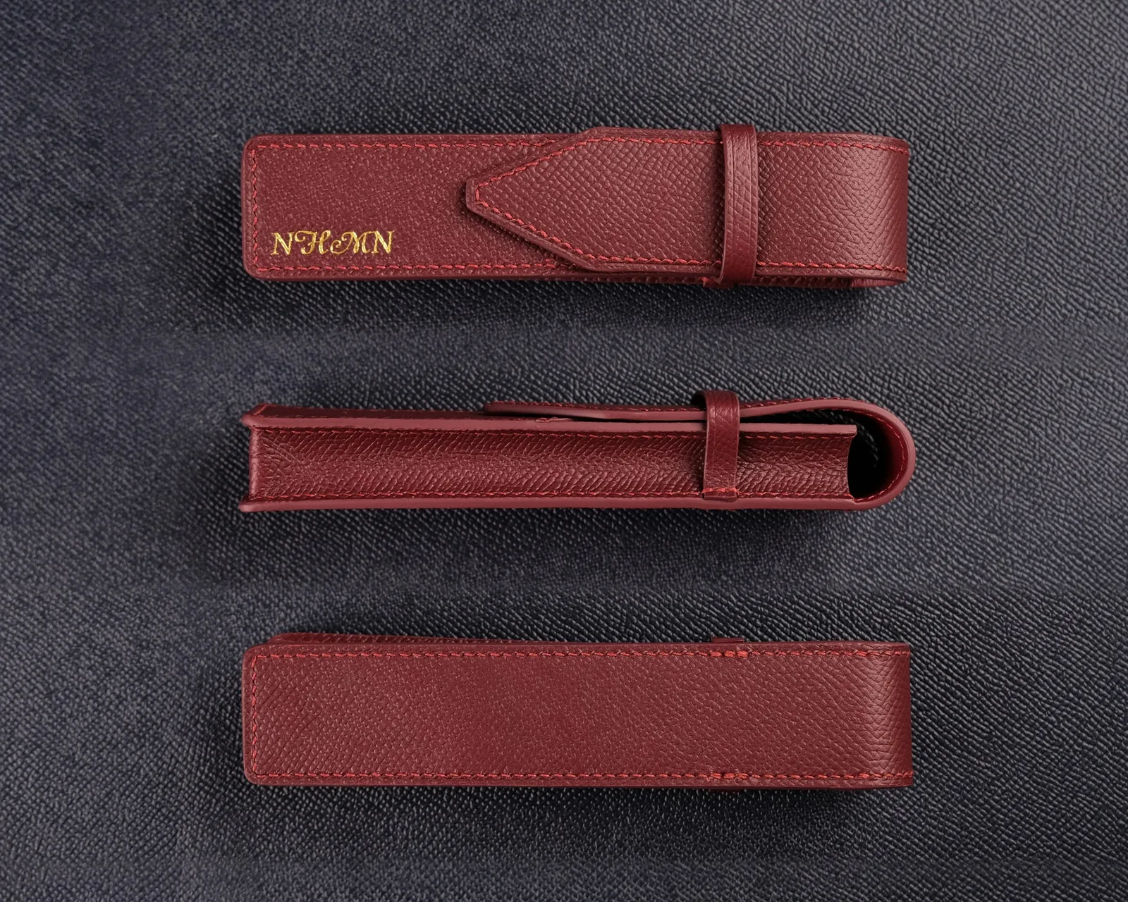 Ảnh Studio Bao da đựng bút đơn da Epsom nắp gài - Koi Leather