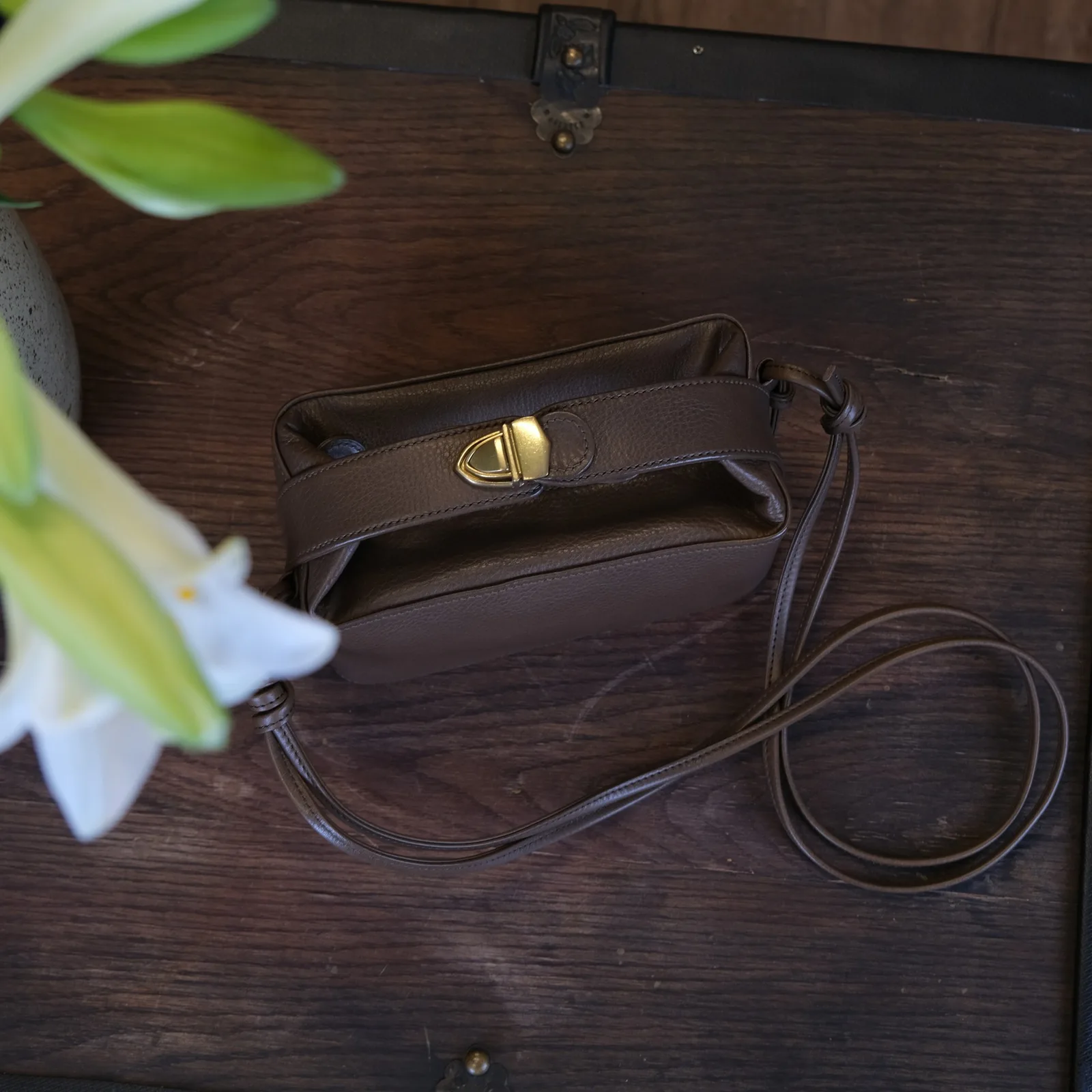 Ảnh Lifestyle Túi Jolie Box da Togo màu Etoupe dáng hộp - Koi Leather