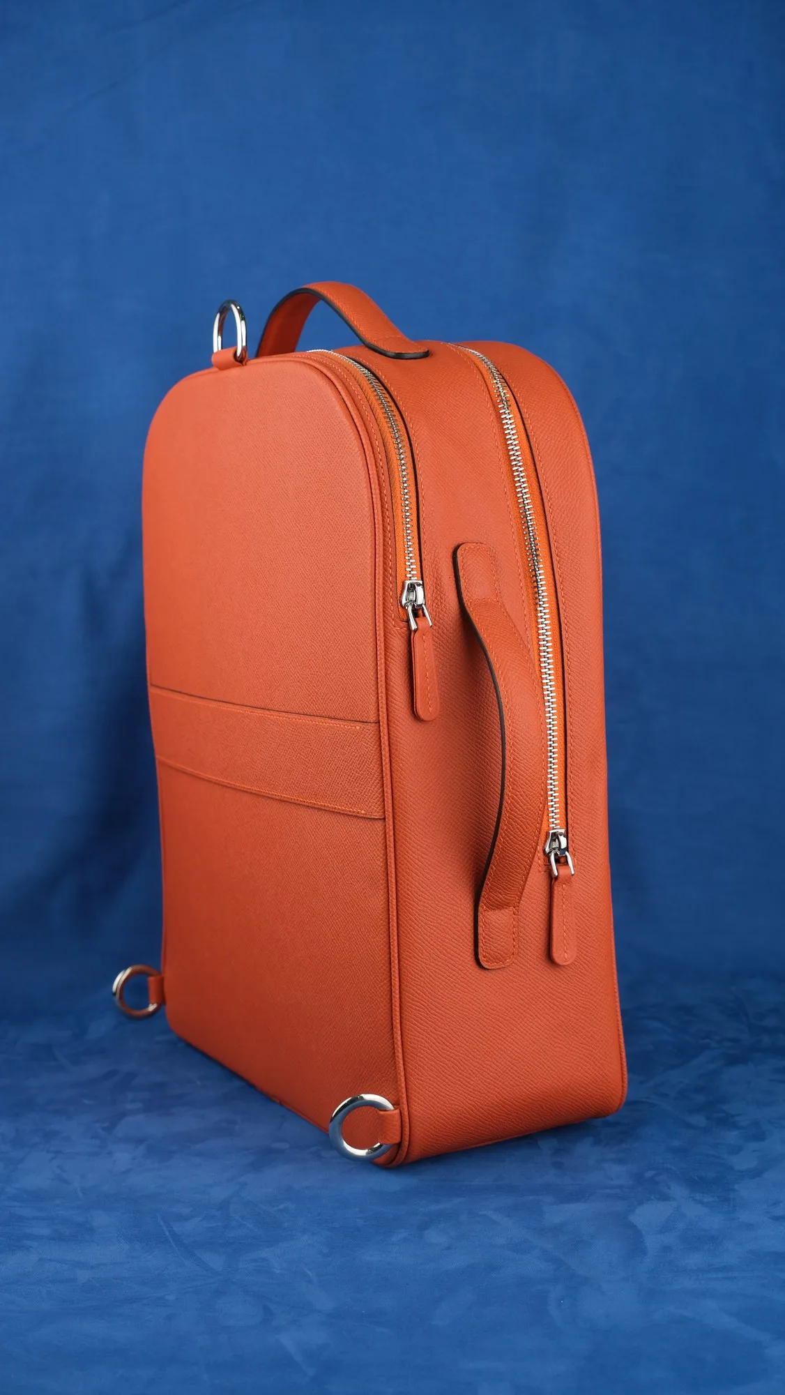 Ảnh Studio Balo da Epsom màu cam hai ngăn khóa kéo - Koi Leather
