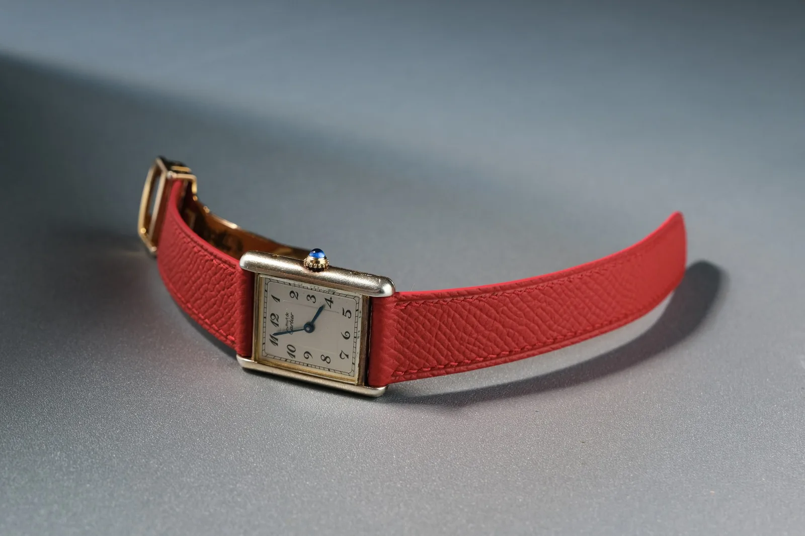 Ảnh Studio Dây đồng hồ da Epsom đỏ cho Cartier Tank - Koi Leather