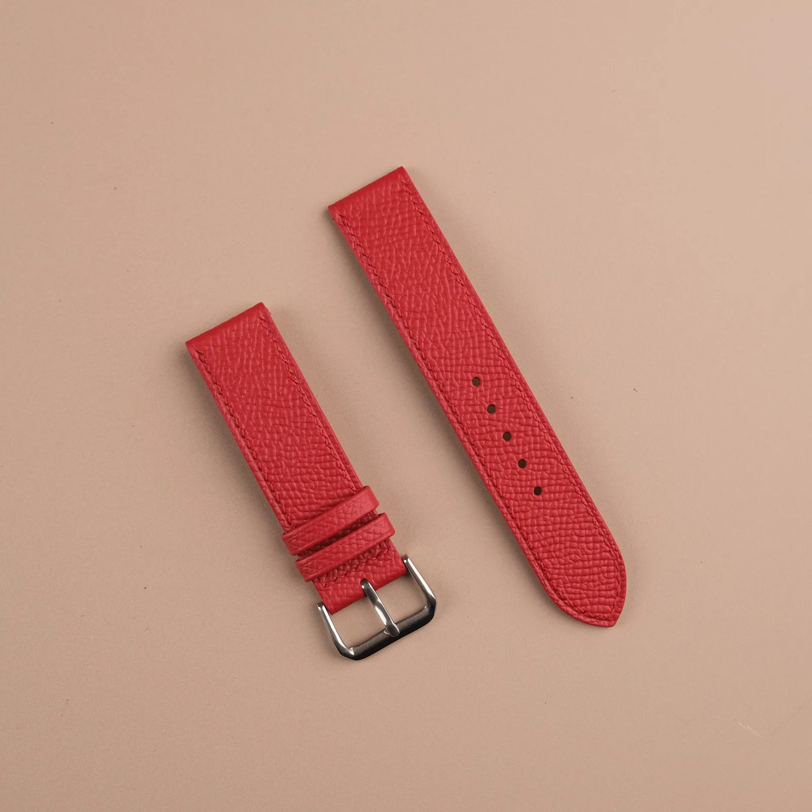 Ảnh Studio Dây đồng hồ da Epsom màu đỏ bản 22mm - Koi Leather