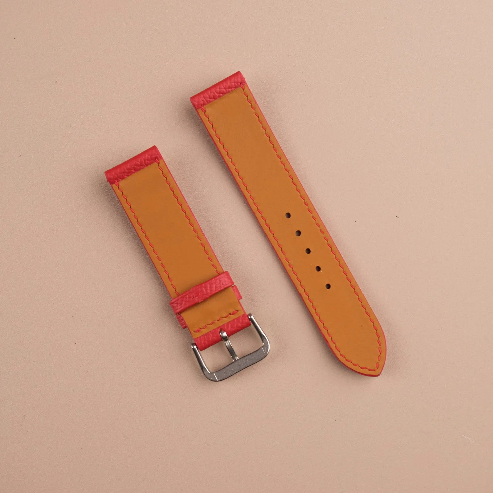 Ảnh Studio Dây đồng hồ da Epsom màu đỏ bản 22mm - Koi Leather