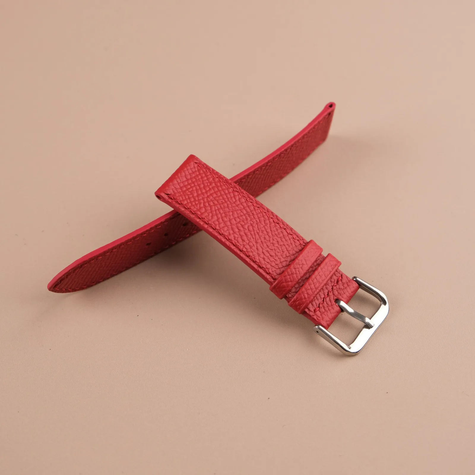 Ảnh Studio Dây đồng hồ da Epsom màu đỏ bản 22mm - Koi Leather