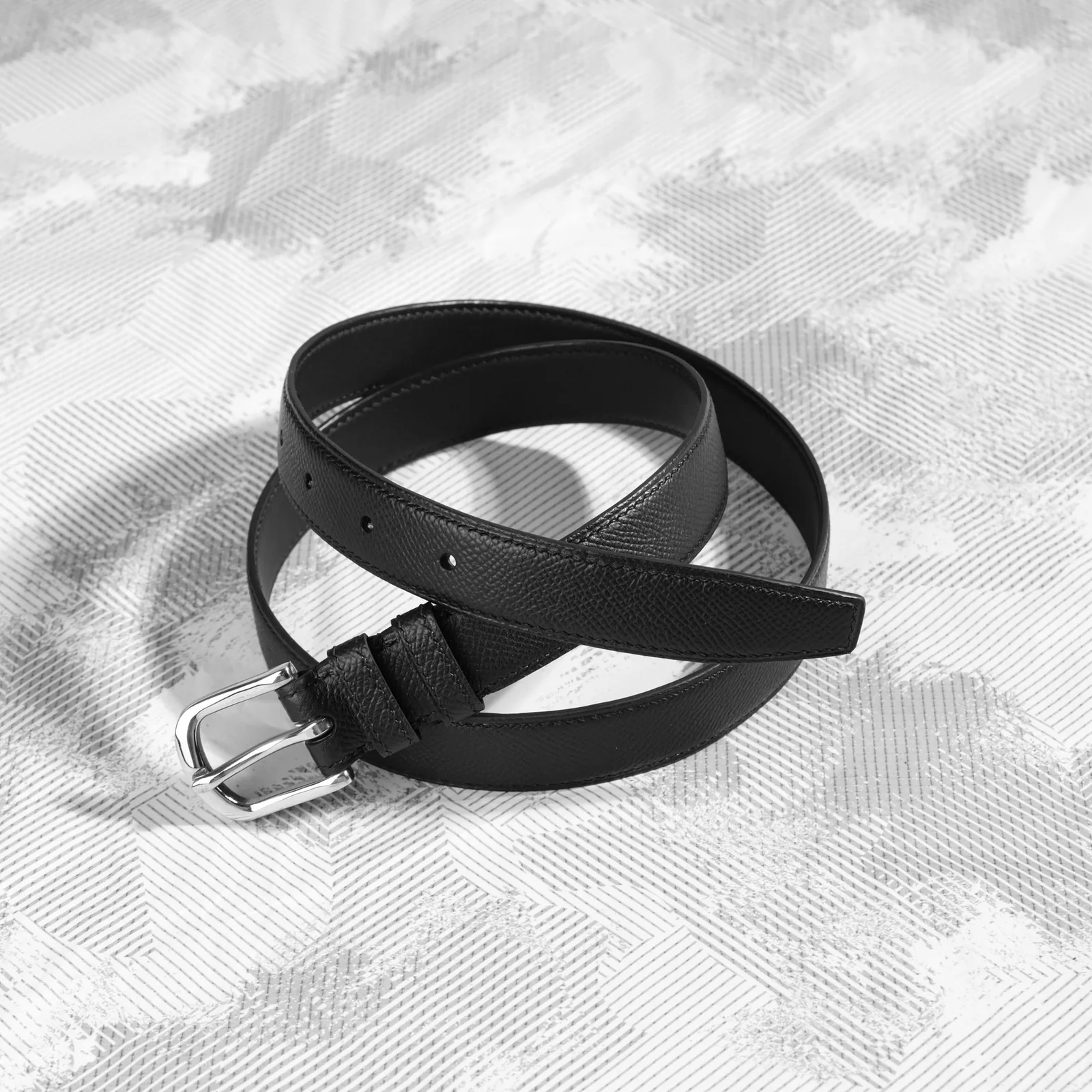 Ảnh Studio Dây lưng da Epsom đen bản 25mm khóa kim bạc - Koi Leather