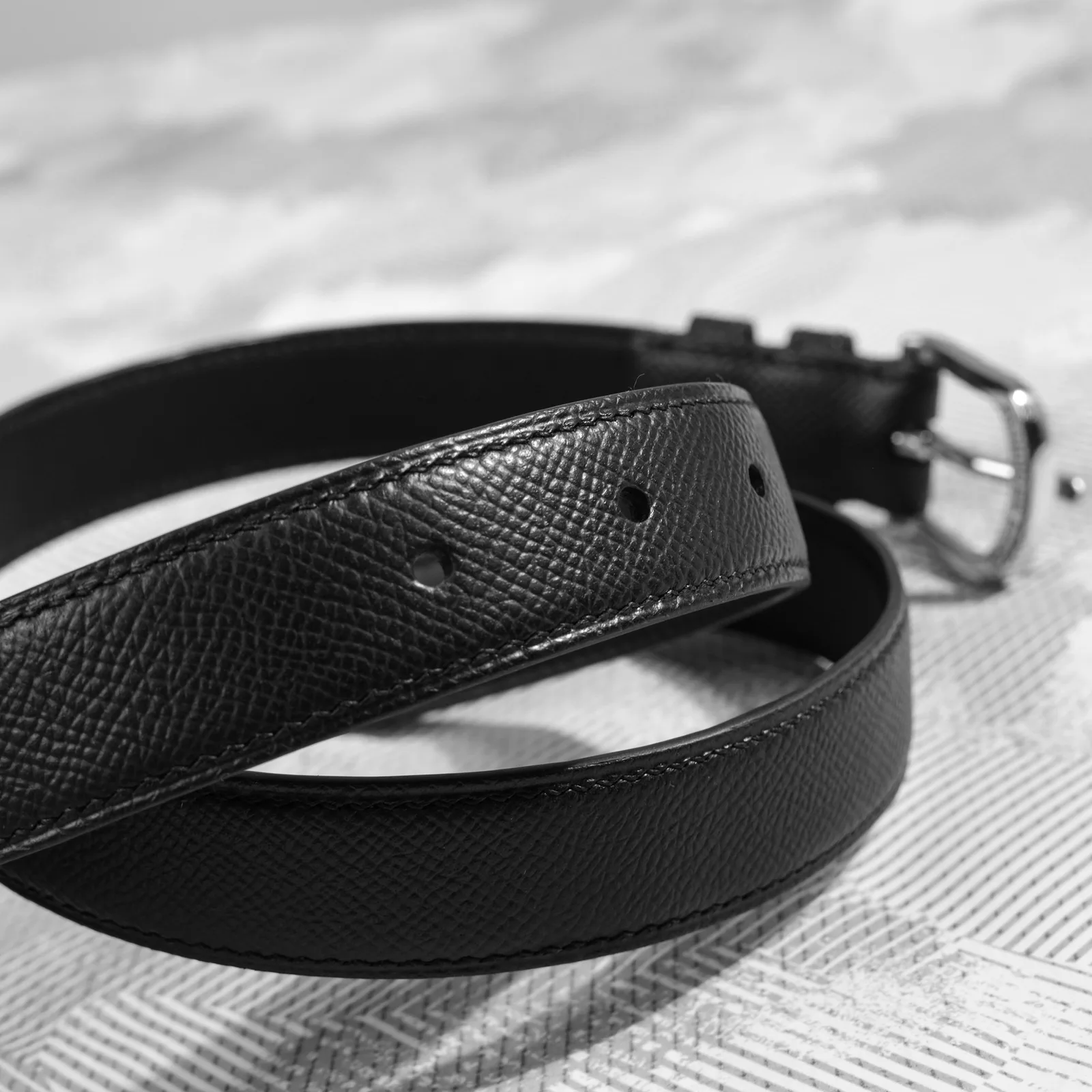 Ảnh Studio Dây lưng da Epsom đen bản 25mm khóa kim bạc - Koi Leather