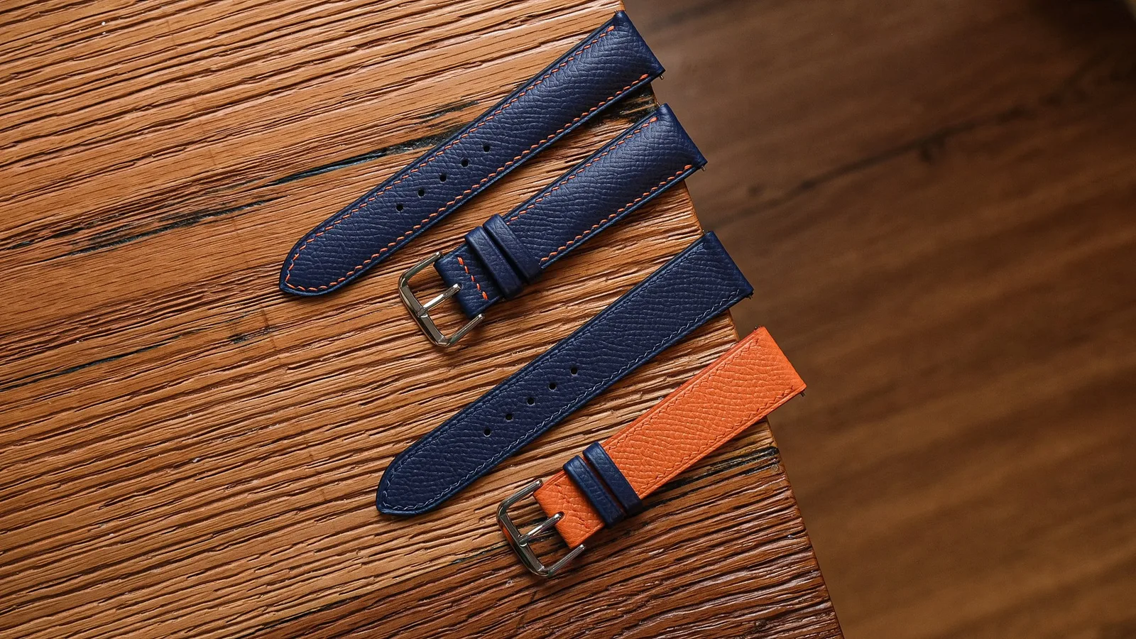 Ảnh Studio Dây đồng hồ da bò Epsom và Togo may thủ công - Koi Leather