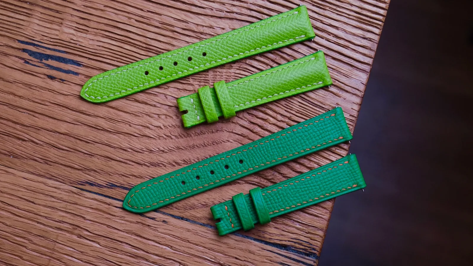 Ảnh Studio Dây đồng hồ da bò Epsom và Togo may thủ công - Koi Leather
