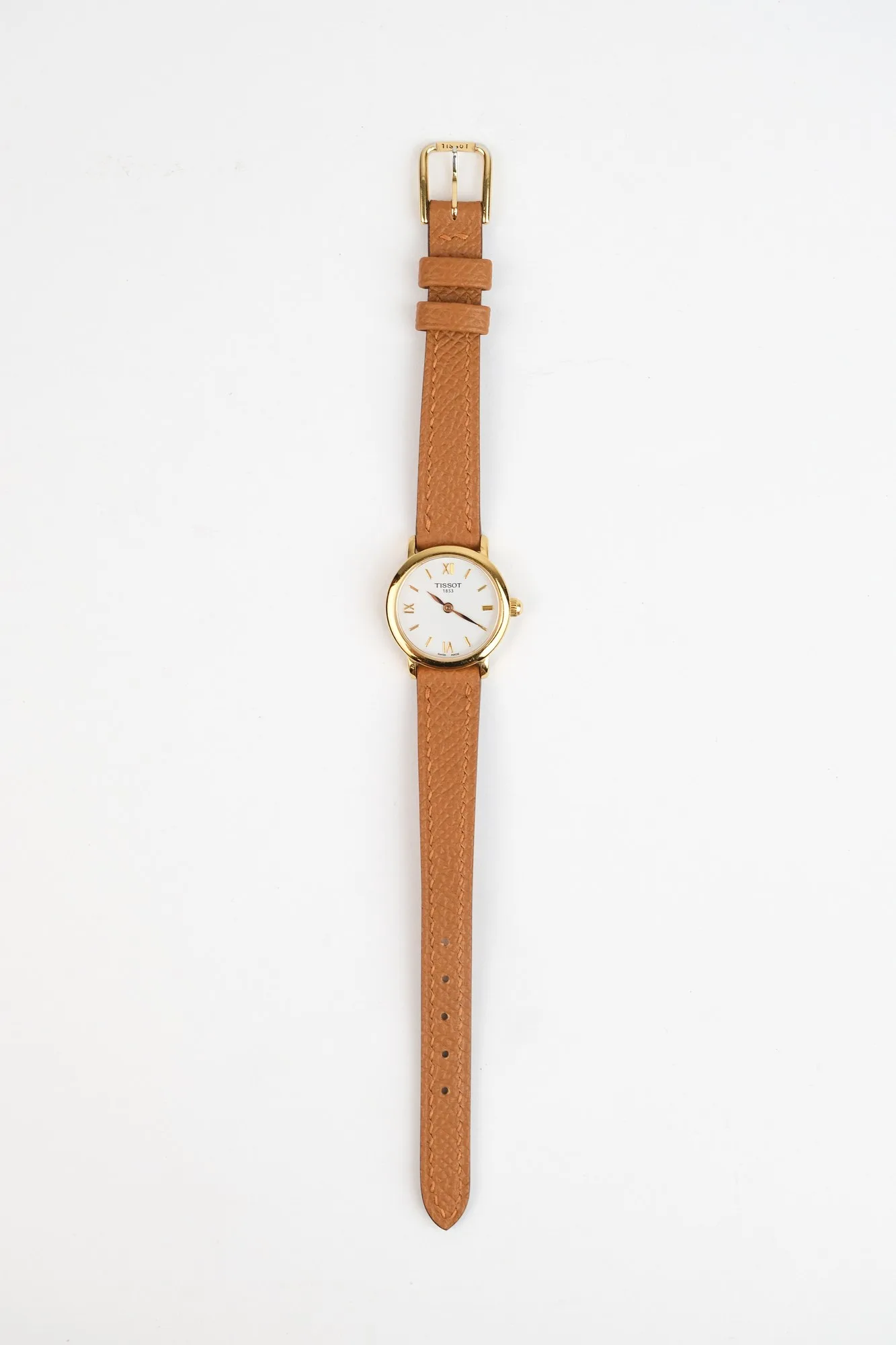Ảnh Studio Dây đồng hồ nữ da Epsom màu nâu vàng cho Tissot - Koi Leather