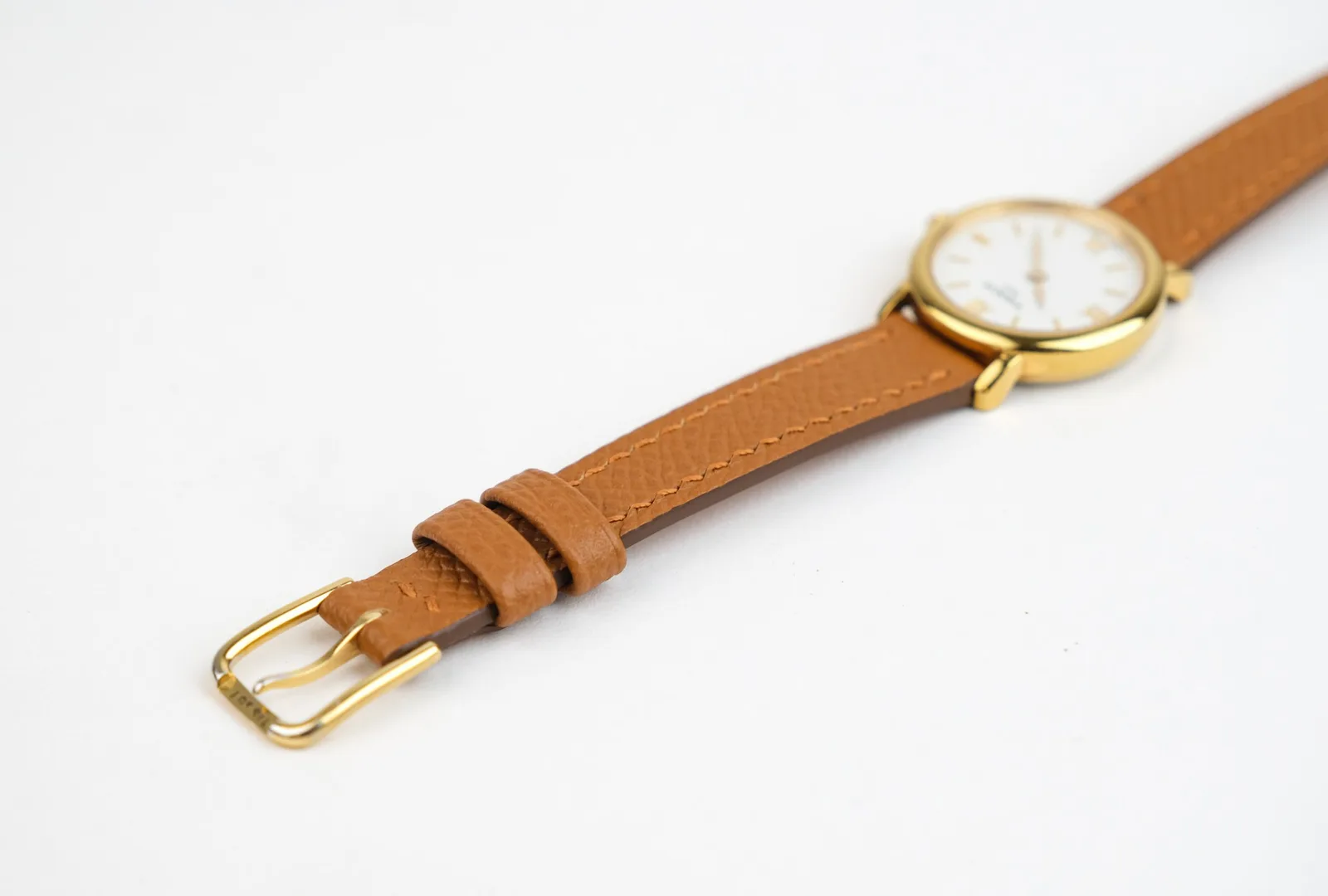 Ảnh Studio Dây đồng hồ nữ da Epsom màu nâu vàng cho Tissot - Koi Leather