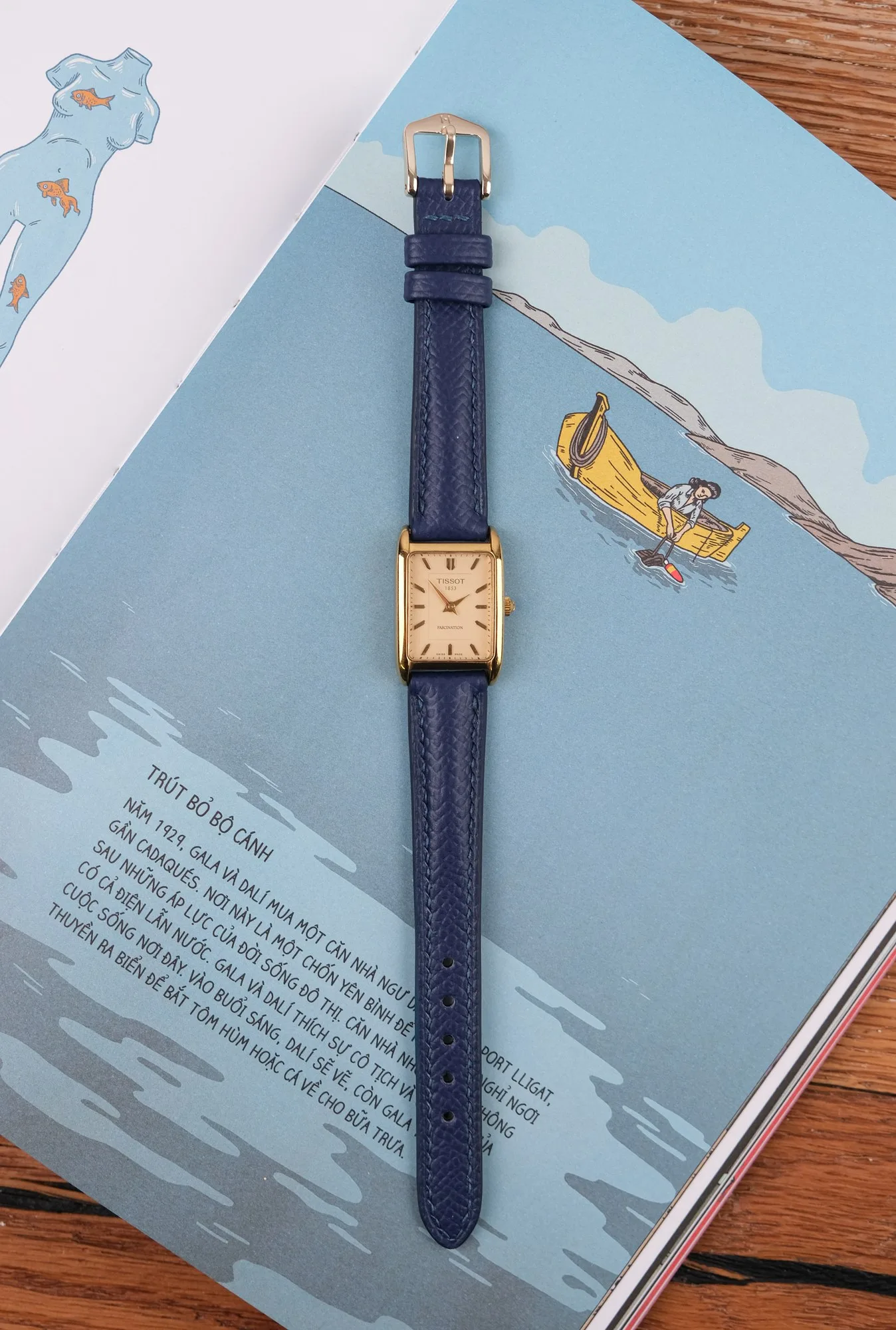 Ảnh Studio Dây da Epsom màu xanh navy cho đồng hồ Tissot - Koi Leather