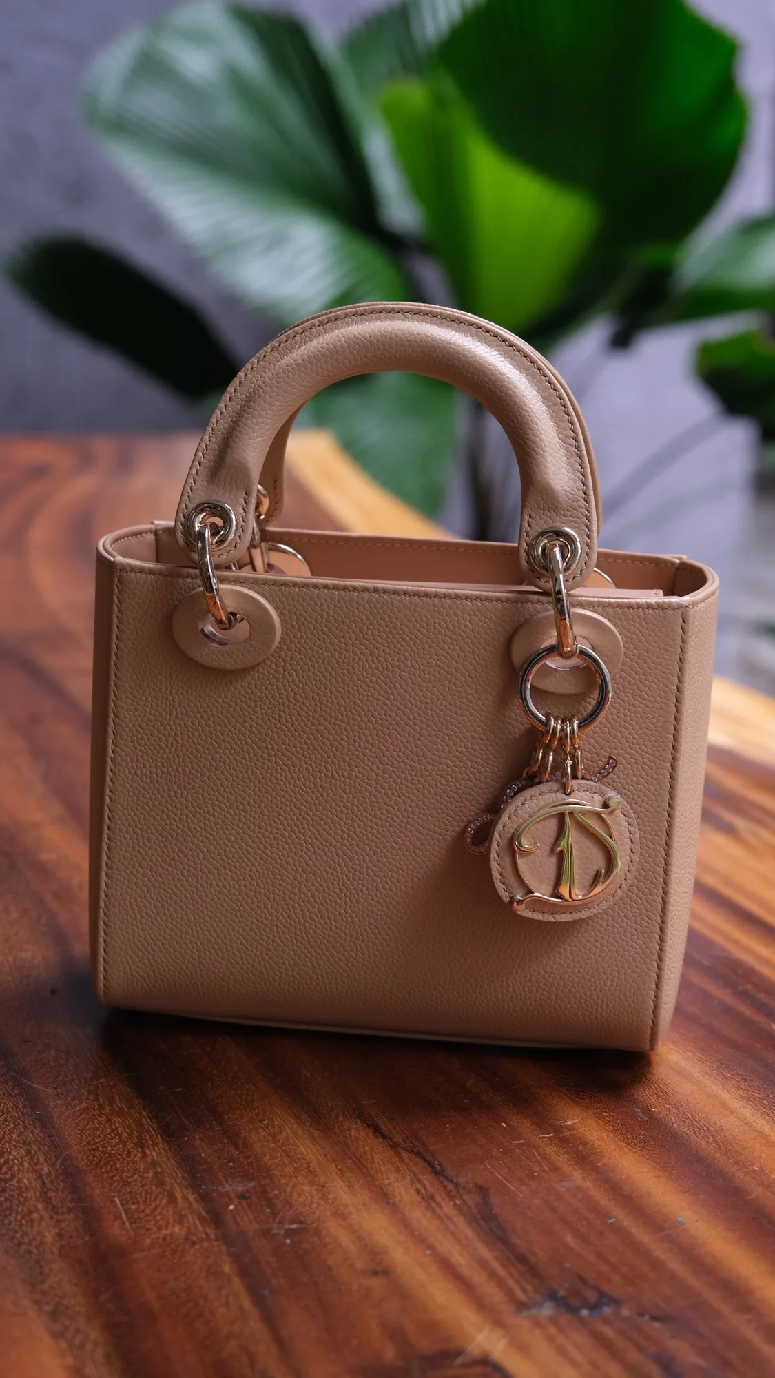 Ảnh Studio Túi xách da Caviar màu be dáng hộp quai xách 20cm - Koi Leather