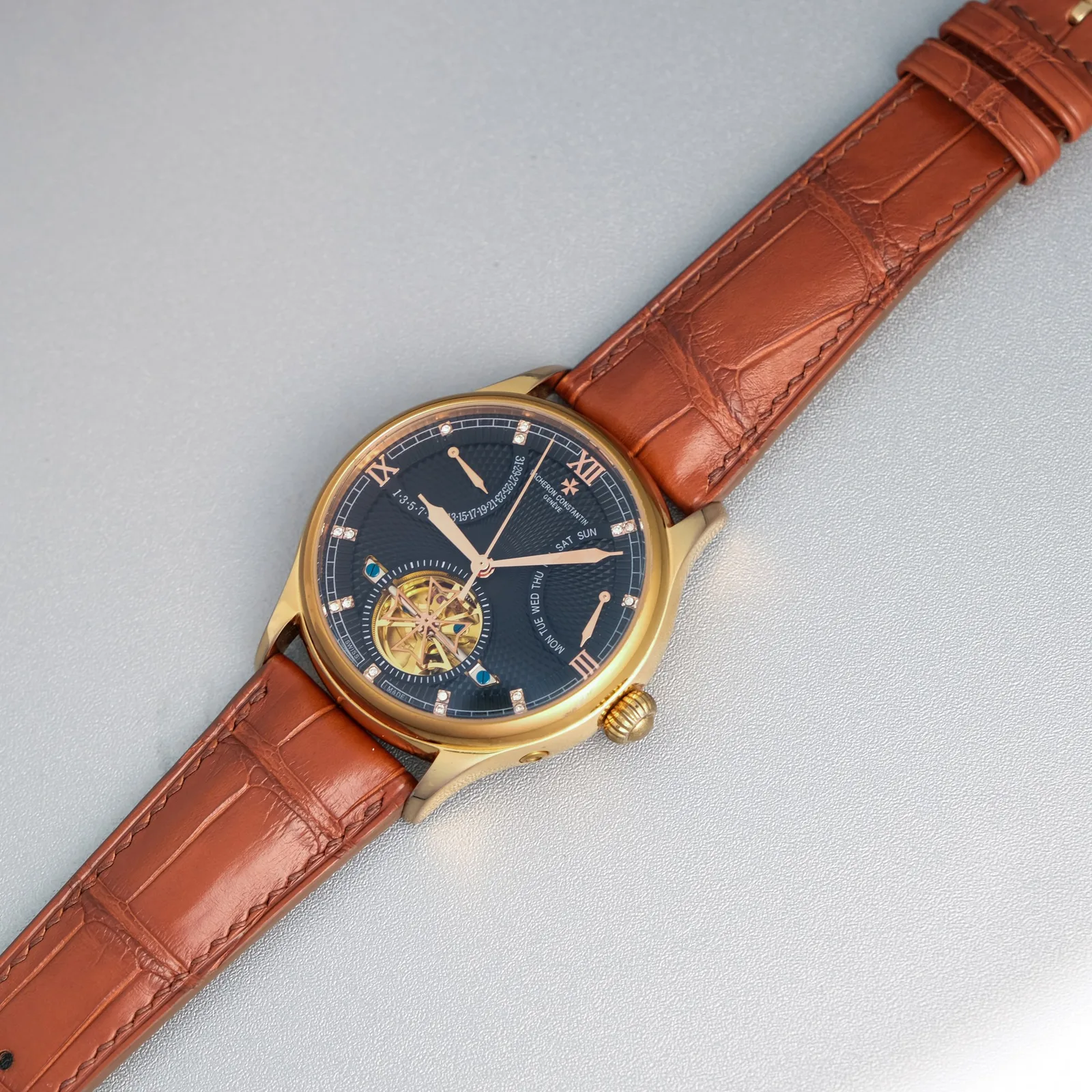 Ảnh Studio Dây đồng hồ da cá sấu nâu cho Vacheron Constantin - Koi Leather