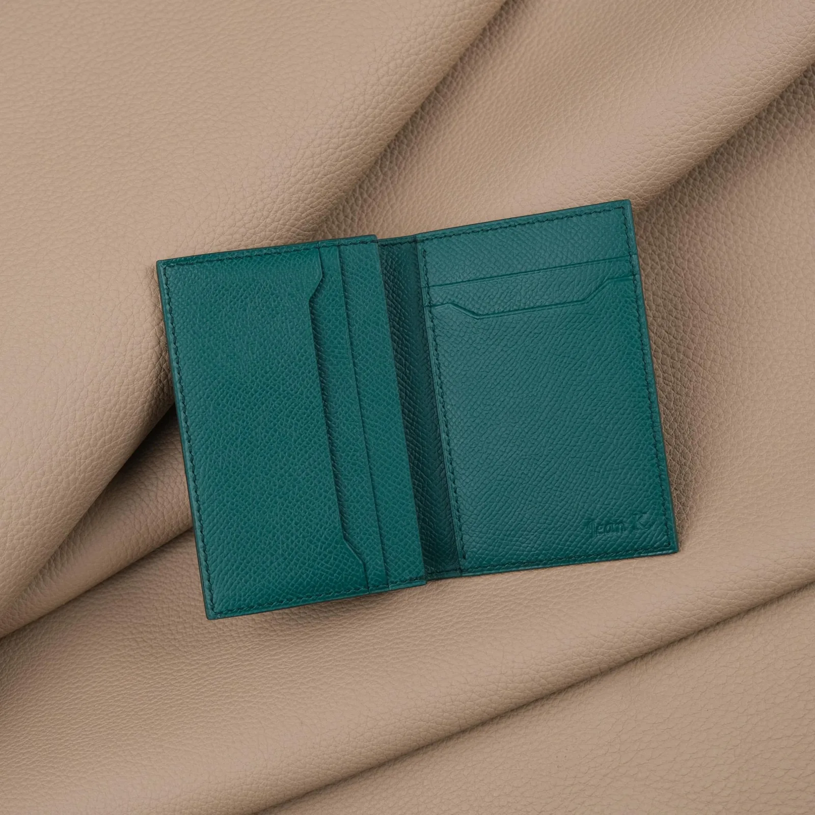 Ví Thẻ Da Epsom Xanh Ngọc Lục Bảo Handmade