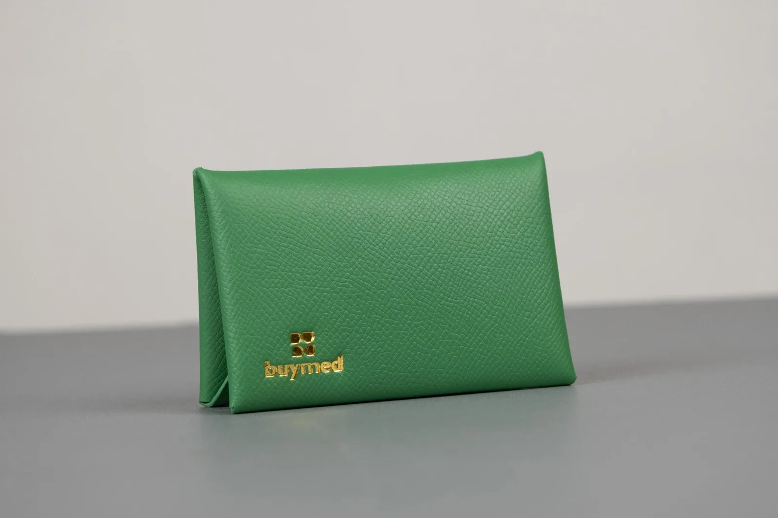 Bộ 2 Ví Da Epsom Xanh Lá – Khắc Logo Buymed