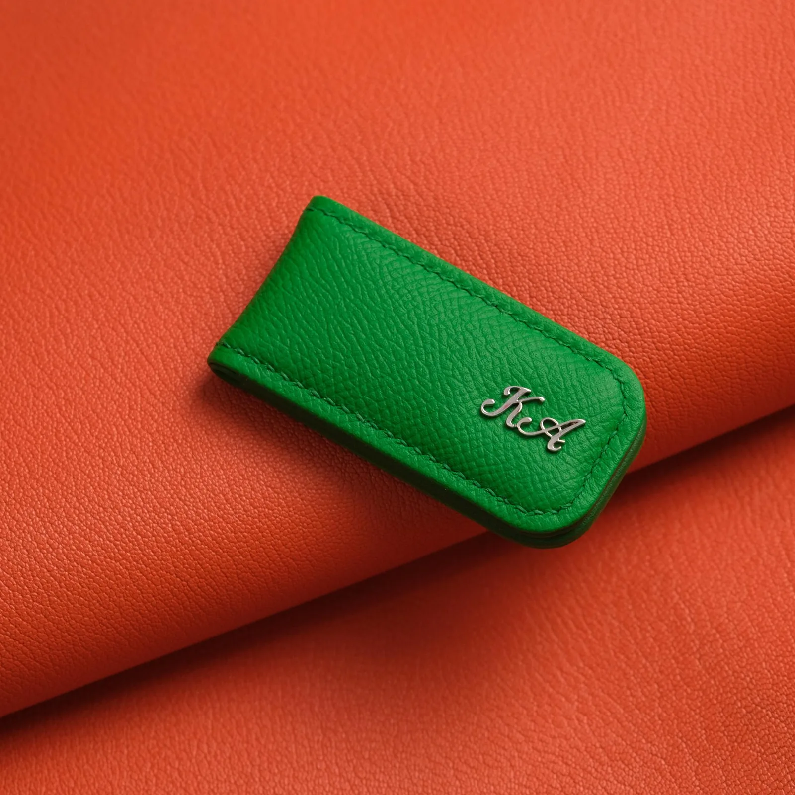 Kẹp Tiền Da Epsom Xanh Lá – Money Clip Green