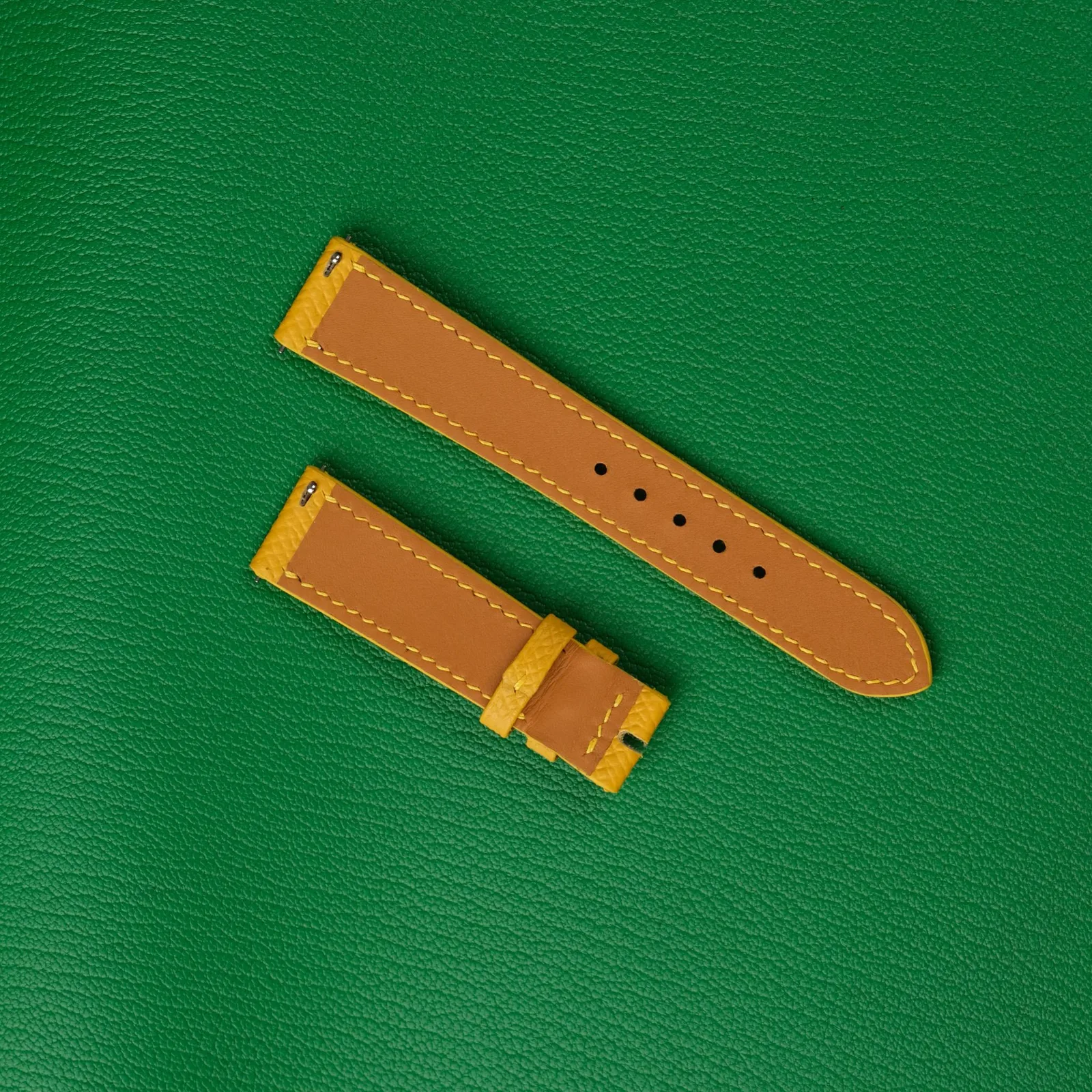 Dây Da Đồng Hồ Da Epsom Vàng Jaune Ambre Handmade