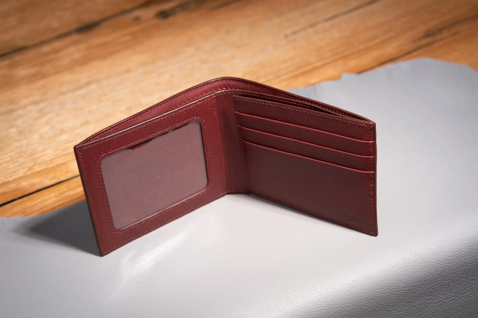Ví Da Nam Epsom Đỏ Burgundy Handmade