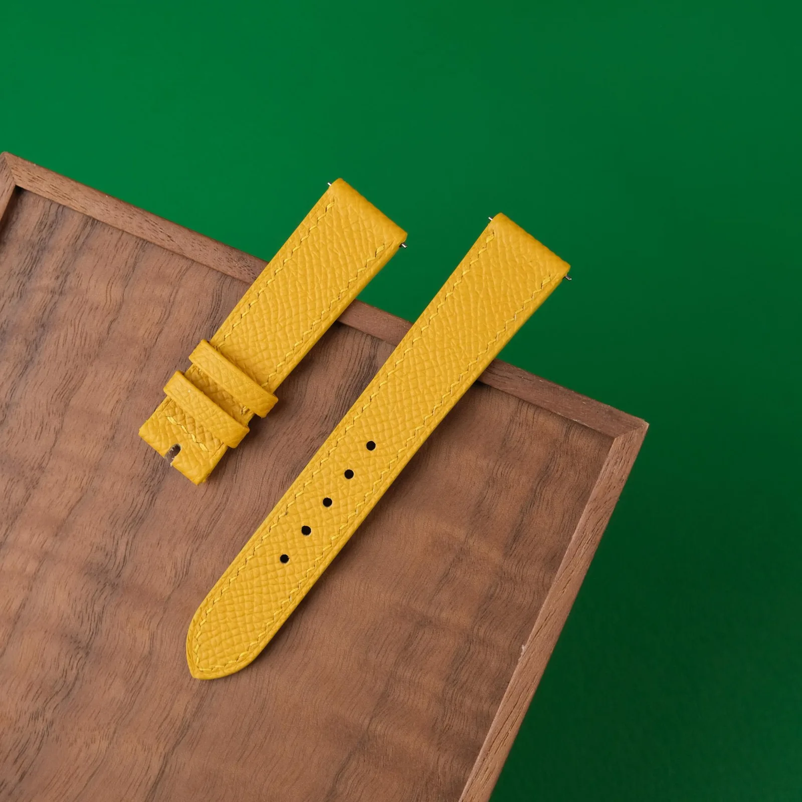 Dây Da Đồng Hồ Da Epsom Vàng Jaune Ambre Handmade