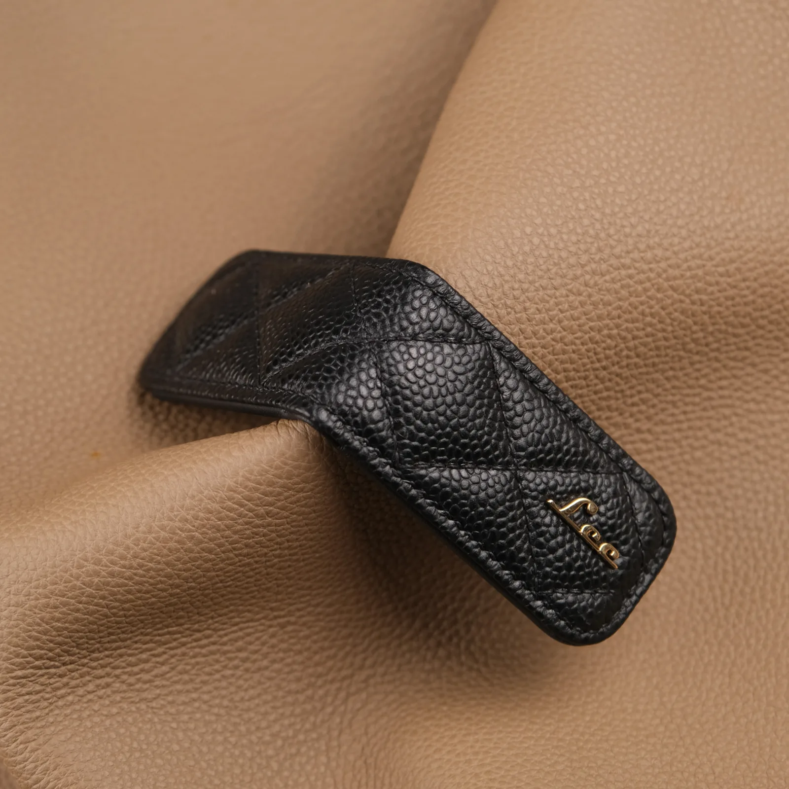 Kẹp Tiền Money Clip - Da Caviar - Black - Hình 9
