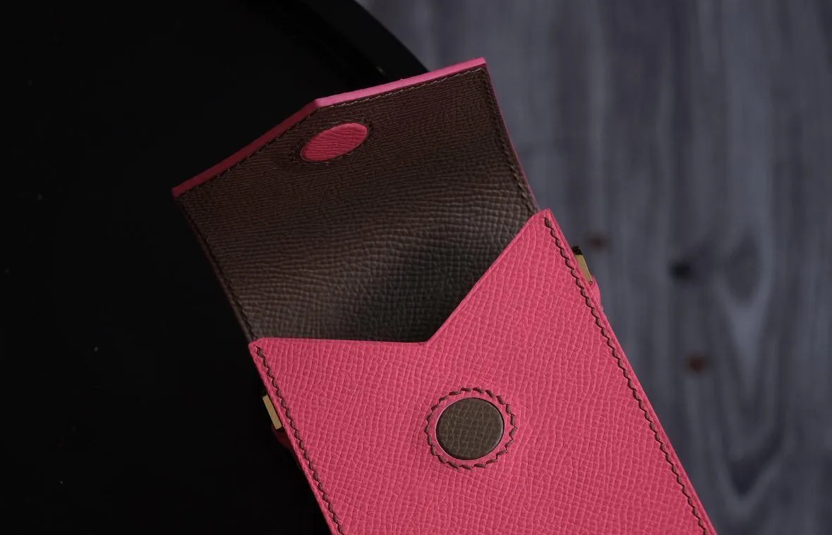 Phonecase Ốp lưng - Da Epsom - Pink x Brown - Hình 2