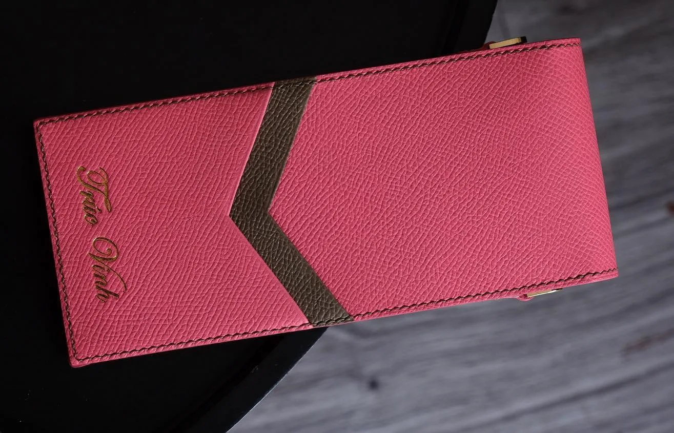 Phonecase Ốp lưng - Da Epsom - Pink x Brown - Hình 4