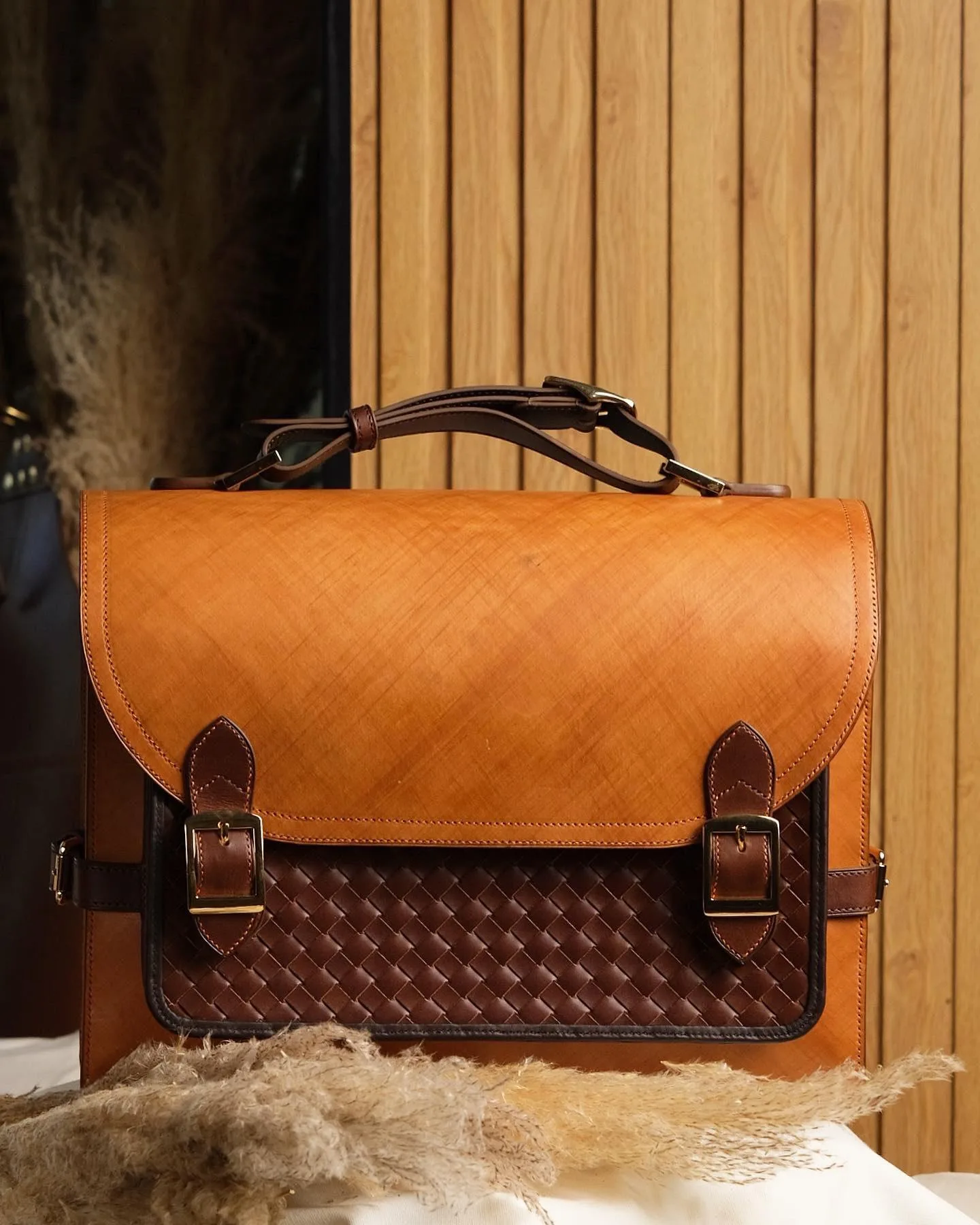 Oppa Bag - Da Bò Ý - Goldenrod x SaddleBrown - Hình 2