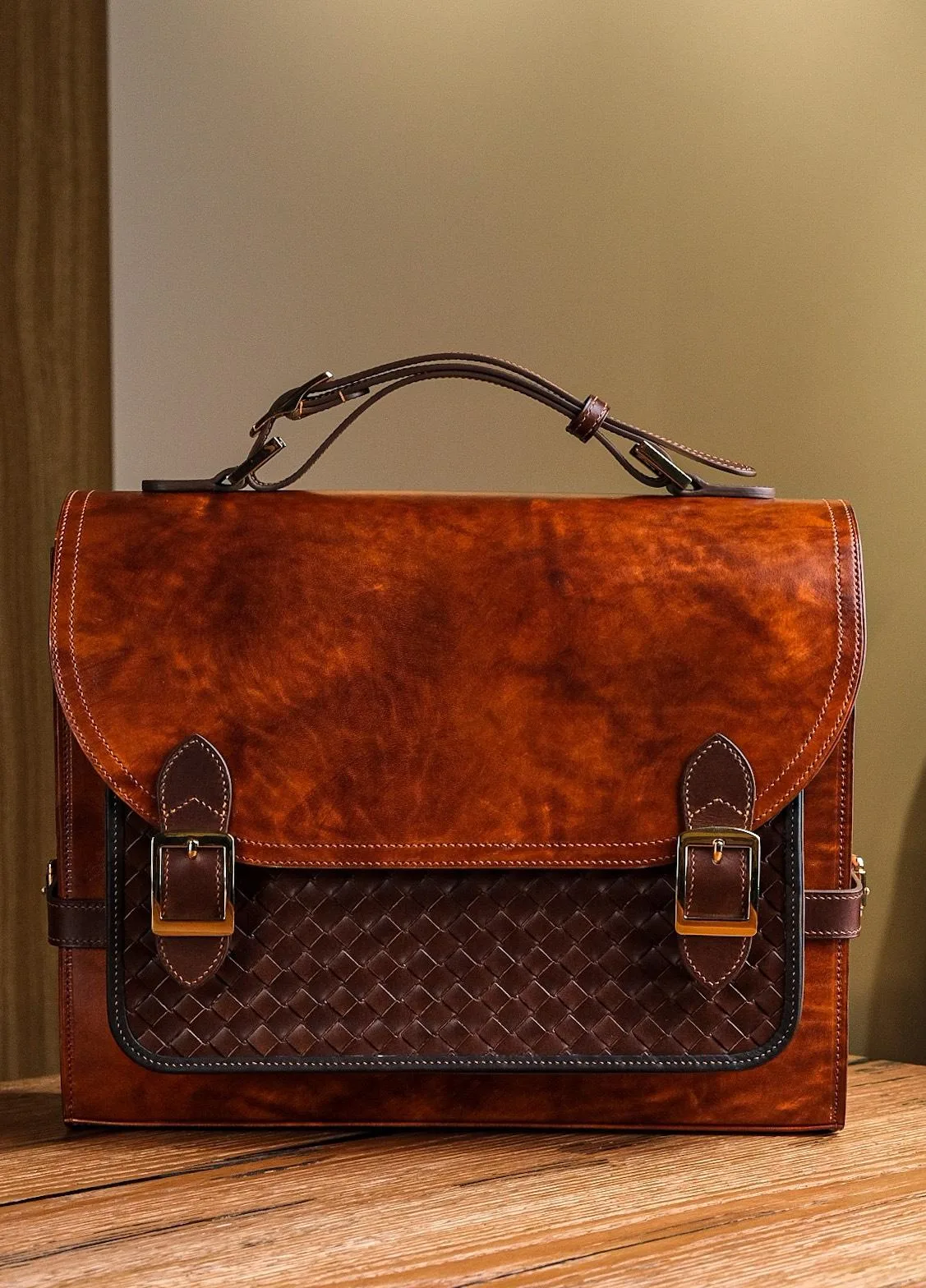 Oppa Bag - Da Bò Ý - Goldenrod x SaddleBrown - Hình 3