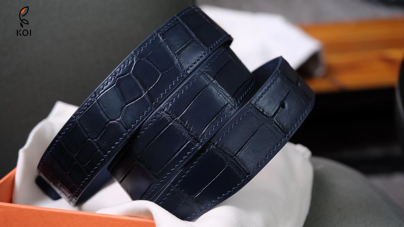 Thắt Lưng Da Nam - Da Alligator - Black - Hình 2