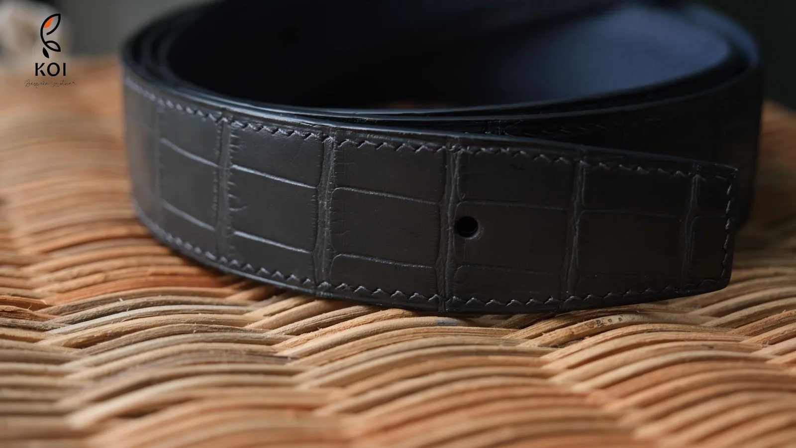 Thắt Lưng Da Nam - Da Alligator - Black - Hình 6