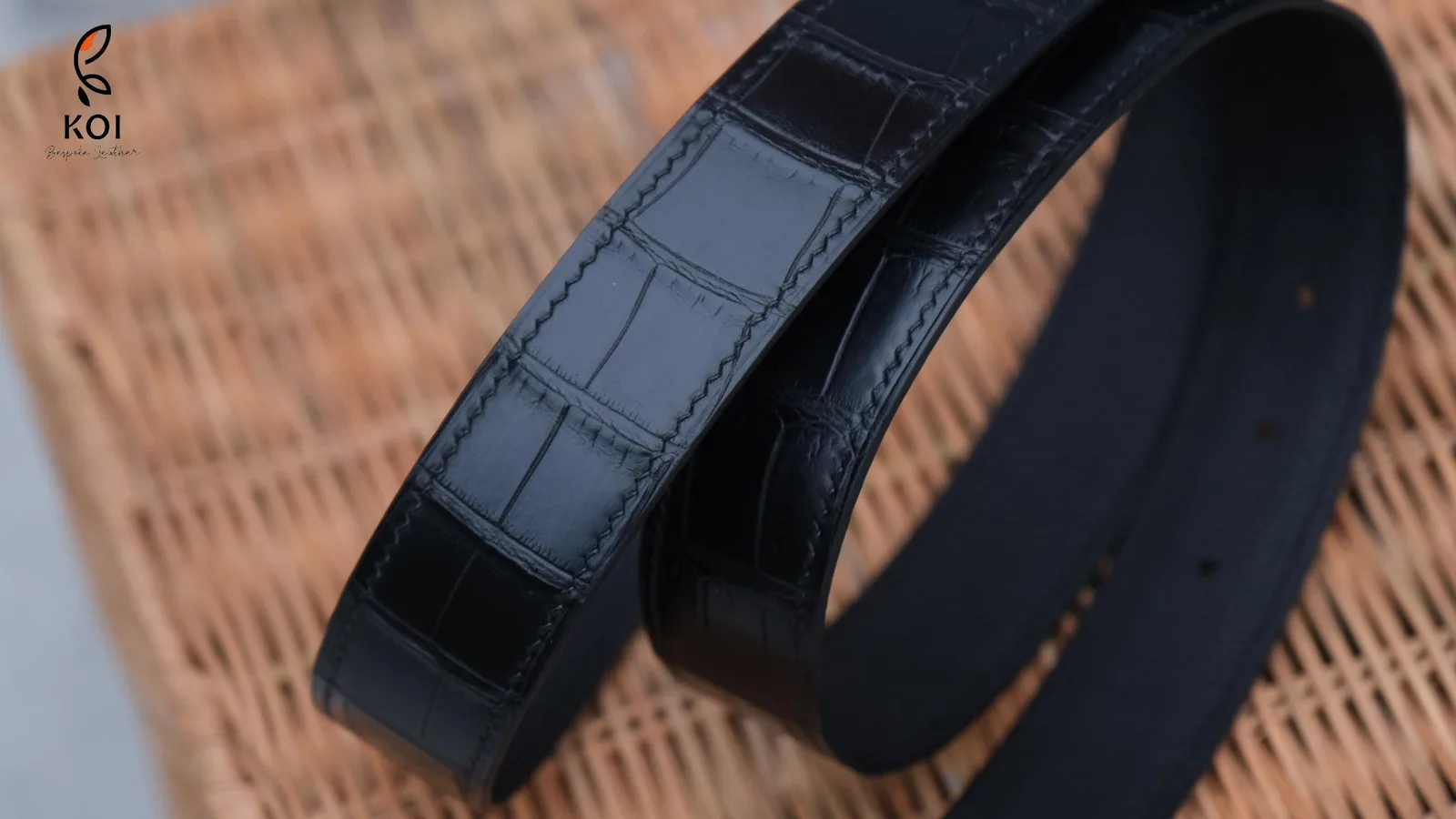 Thắt Lưng Da Nam - Da Aligator - Black - Hình 8