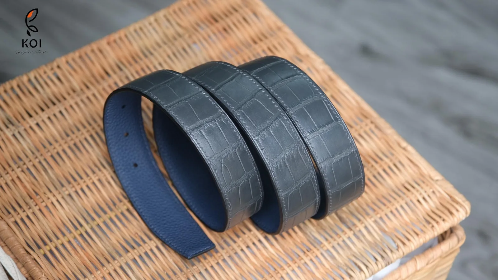 Thắt Lưng Da Nam - Da Alligator - Black - Hình 7