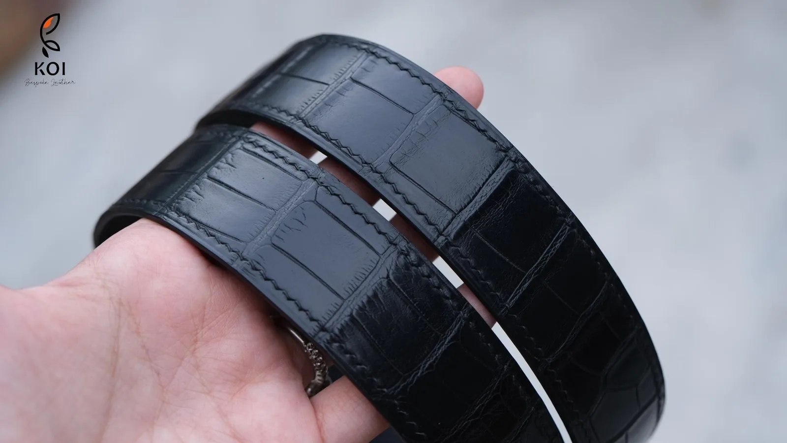 Thắt Lưng Da Nam - Da Aligator - Black - Hình 3