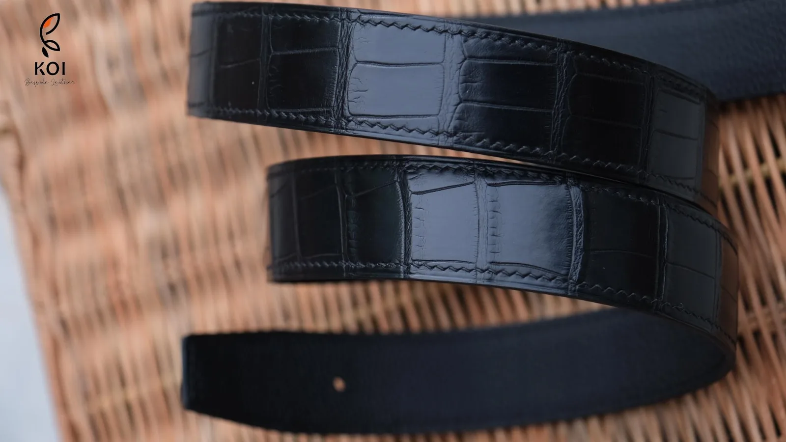 Thắt Lưng Da Nam - Da Aligator - Black - Hình 4