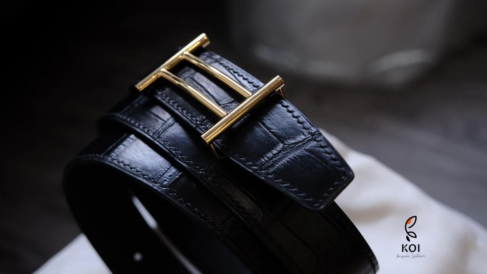 Thắt Lưng Da Nam - Da Alligator - Black - Hình 7
