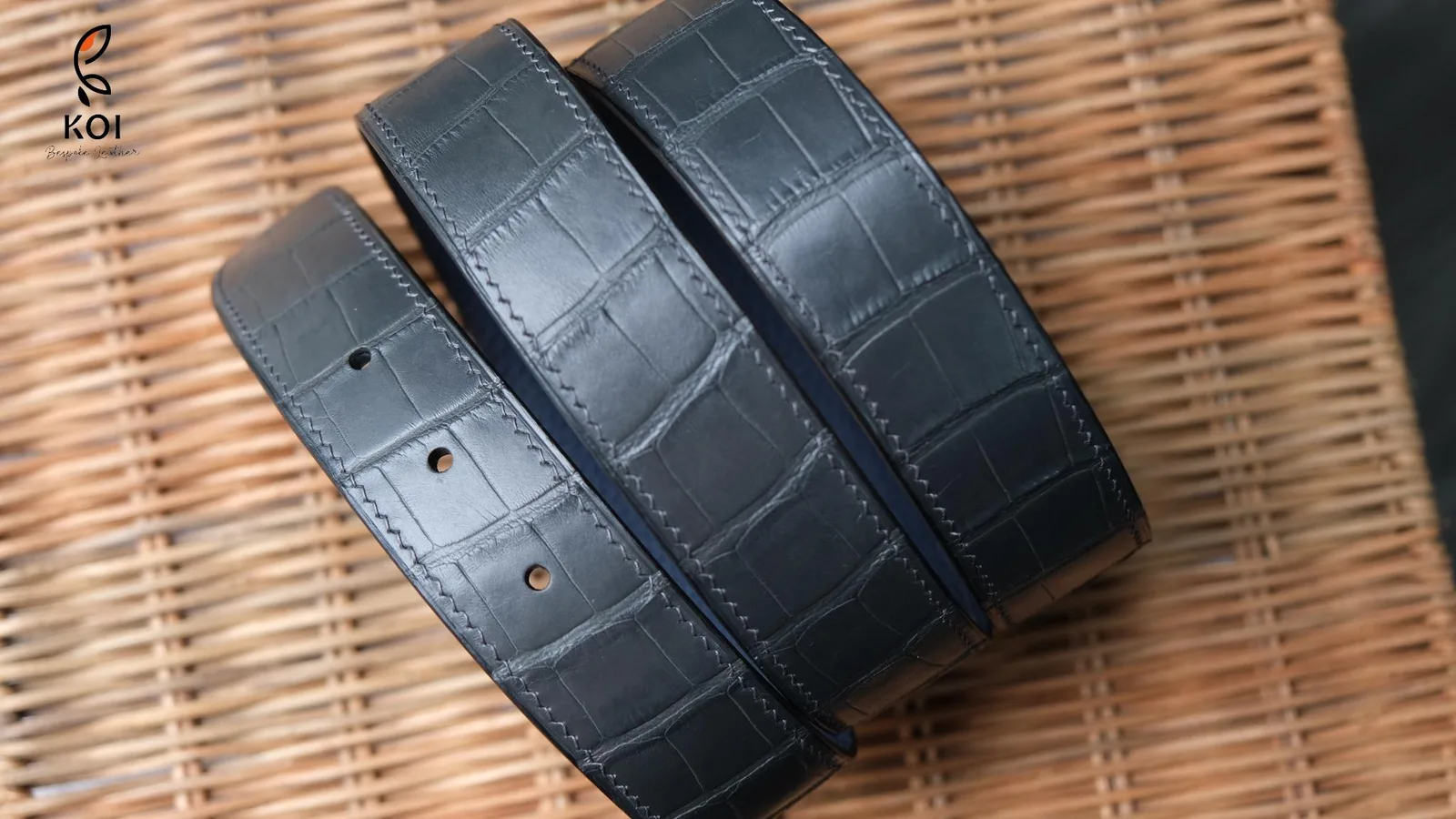Thắt Lưng Da Nam - Da Alligator - Black - Hình 4