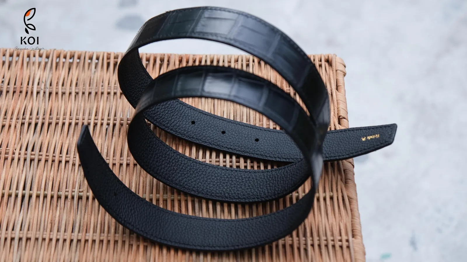 Thắt Lưng Da Nam - Da Aligator - Black - Hình 5