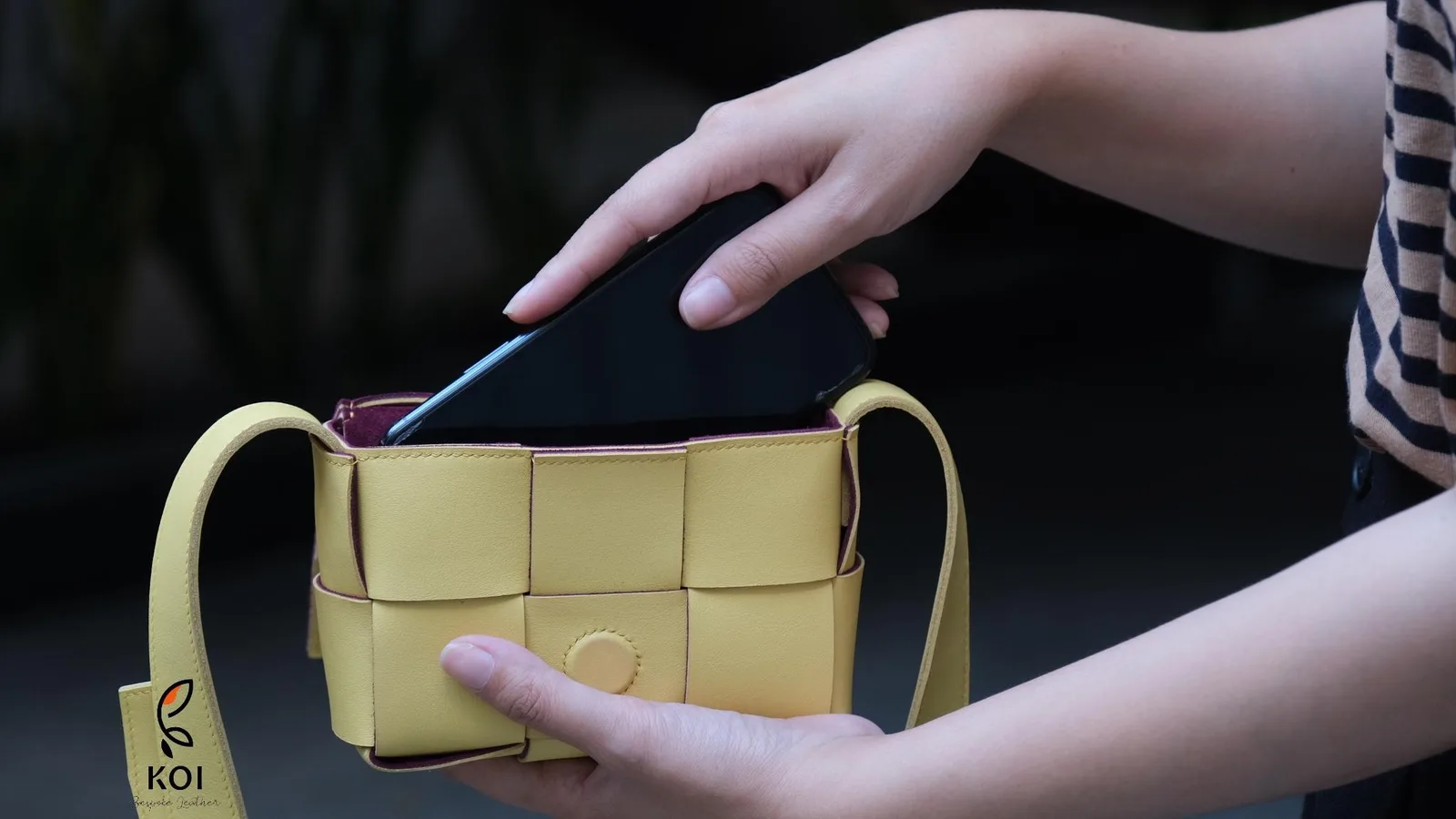 Woven Bag - Da Bê Swift - Black, Yellow, Orange, Brown - Hình 9