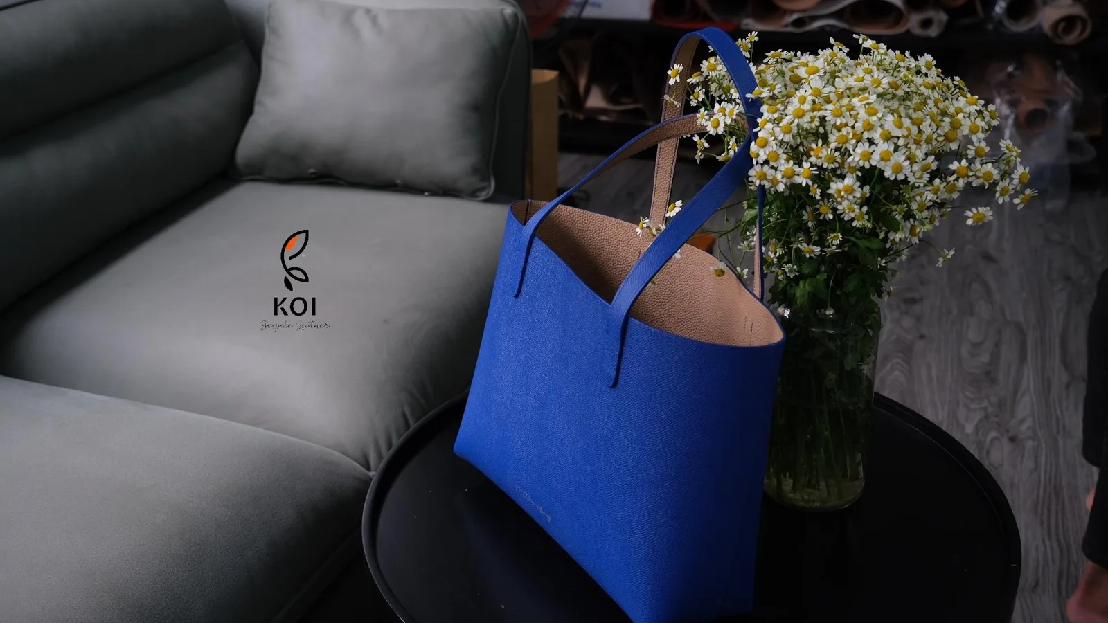 Tote Bag - Da Epsom - Blue - Hình 3