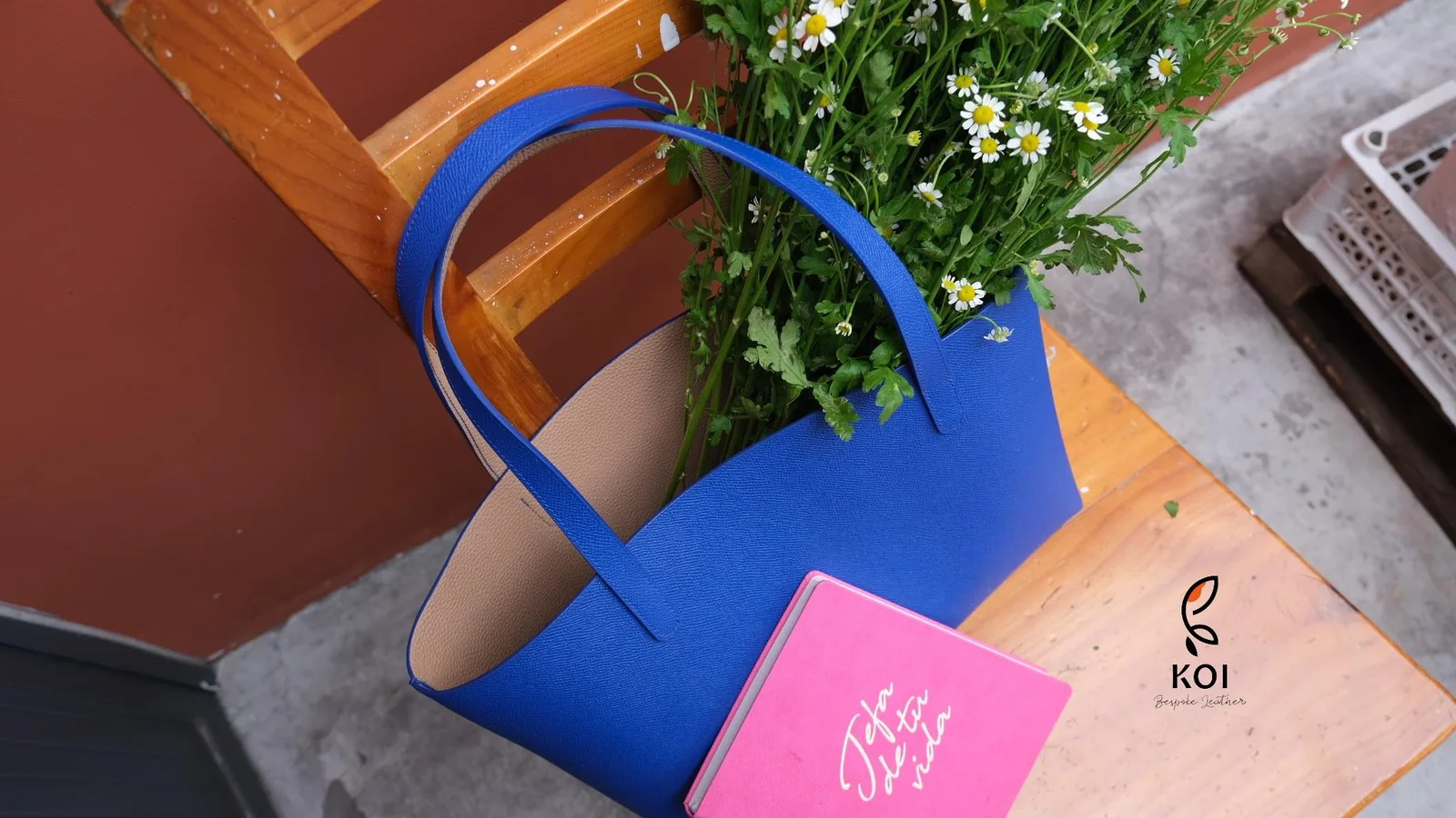 Tote Bag - Da Epsom - Blue - Hình 2