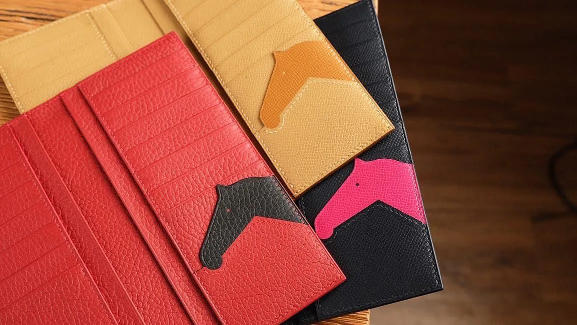 Ví Ngựa Long Wallet - Da Epsom x Da Togo - Black, Red, Yellow - Hình 2